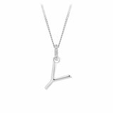 Initial Diamond Bail Pendant in Sterling Silver