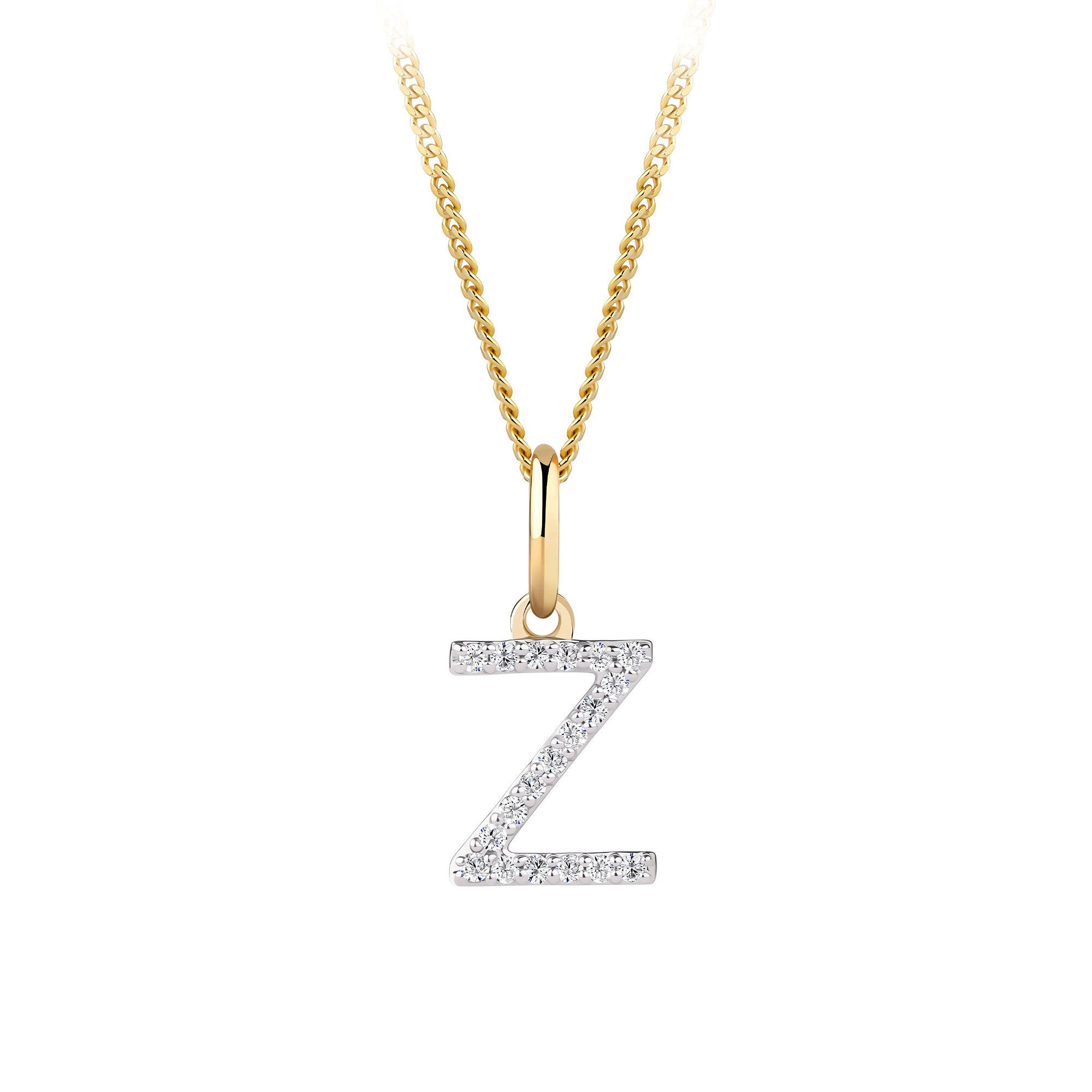 Initial Diamond Pendant in 9ct Yellow Gold