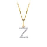 Initial Diamond Pendant in 9ct Yellow Gold