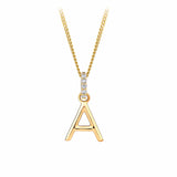 9ct Gold Diamond Bail Initial Pendant Personalised Jewellery