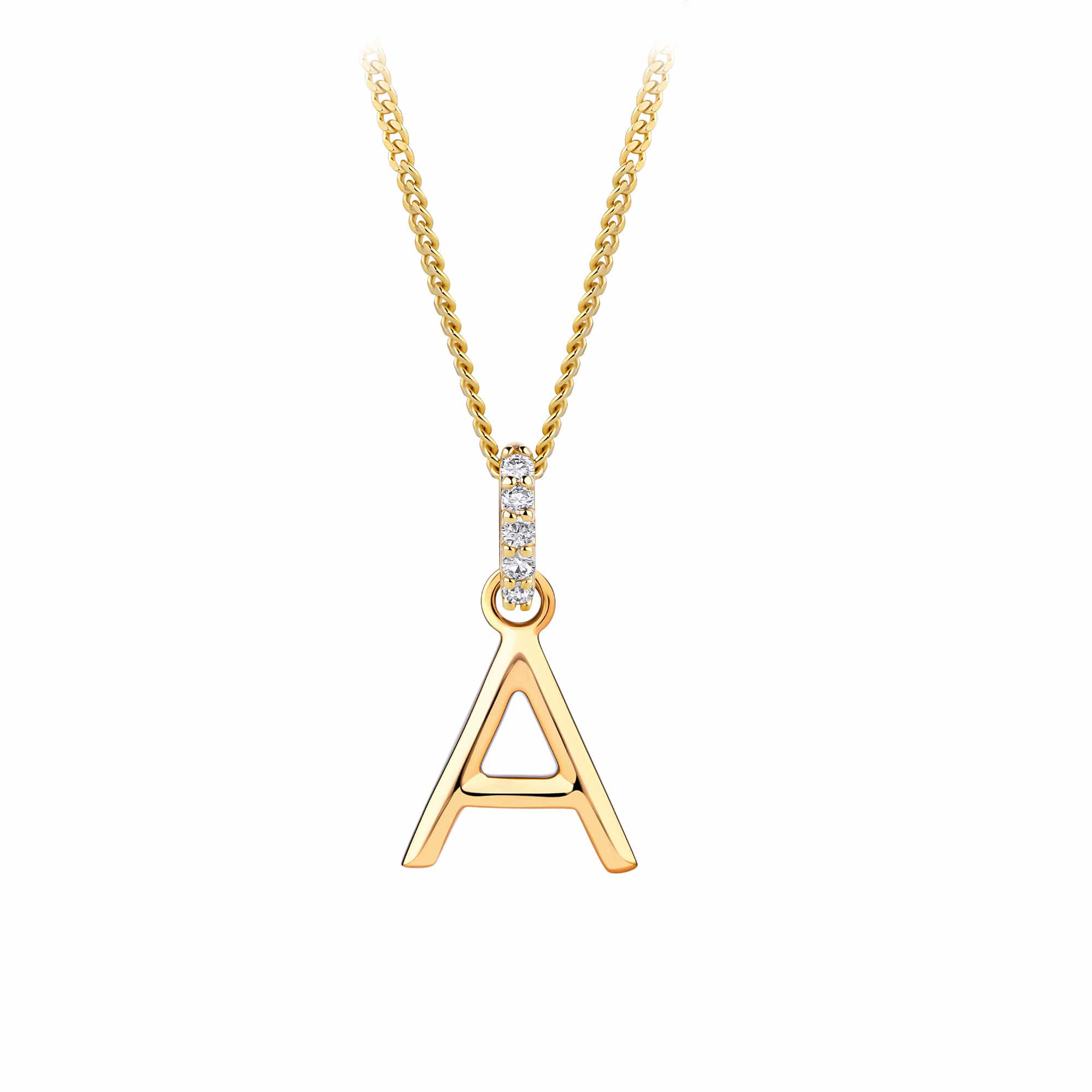 9ct Gold Diamond Bail Initial Pendant Personalised Jewellery