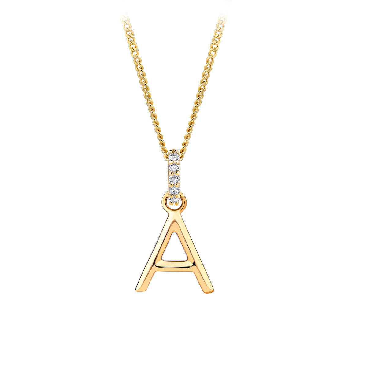 Initial Diamond Bail Pendant in 9ct Yellow Gold