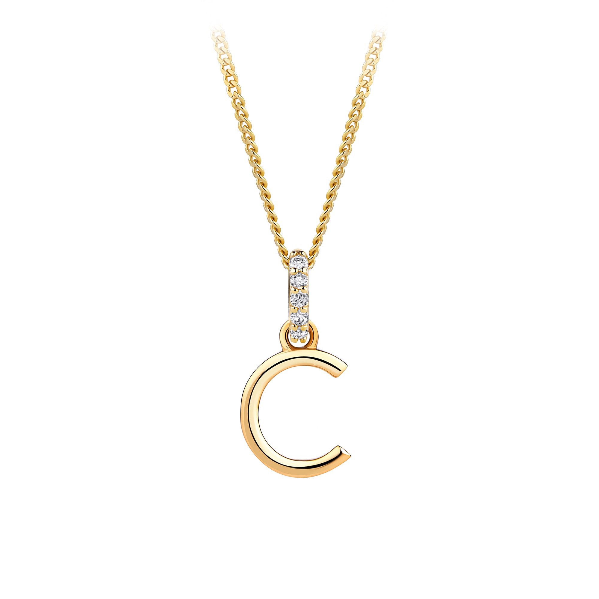 Initial Diamond Bail Pendant in 9ct Yellow Gold