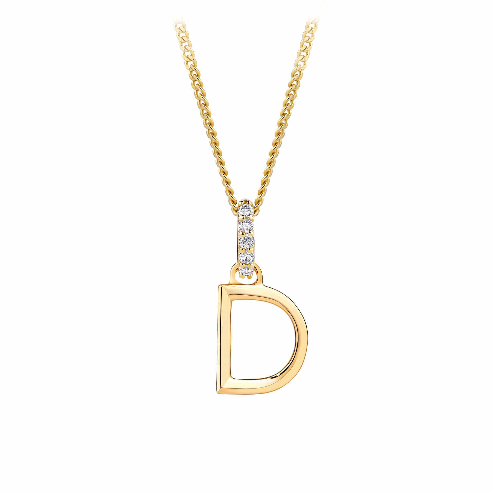 9ct Gold Diamond Bail Initial Pendant Personalised Jewellery