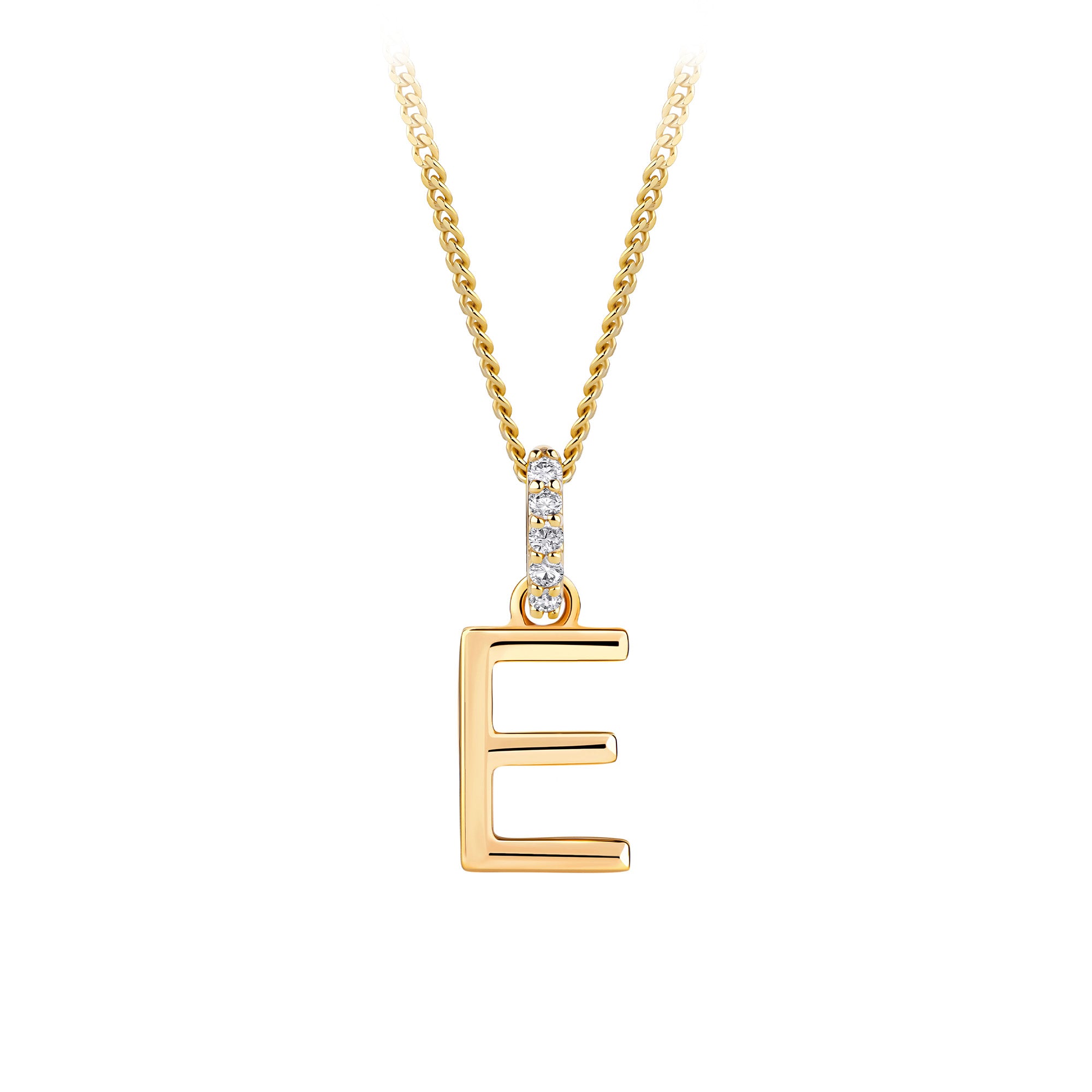 Initial Diamond Bail Pendant in 9ct Yellow Gold