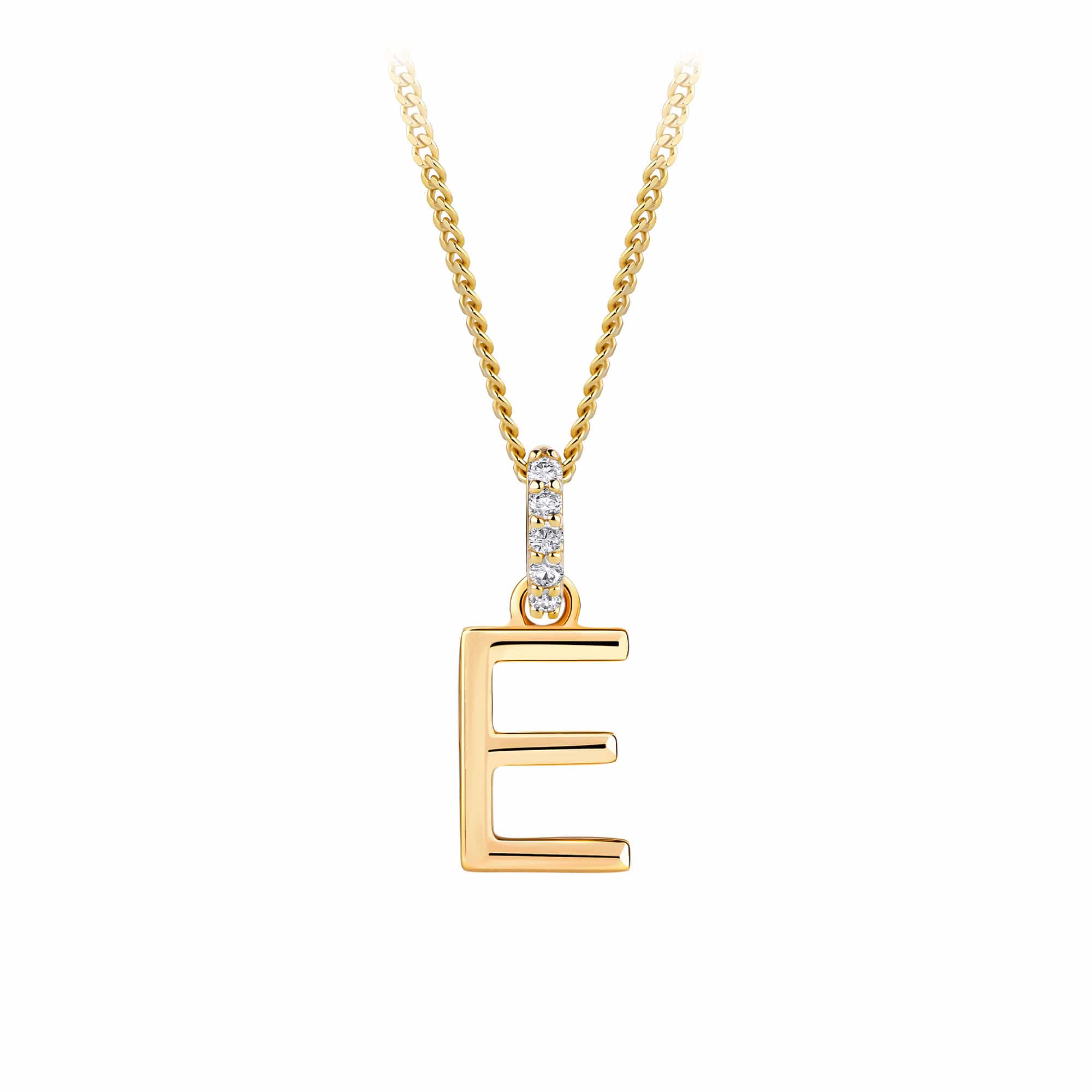 9ct Gold Diamond Bail Initial Pendant Personalised Jewellery
