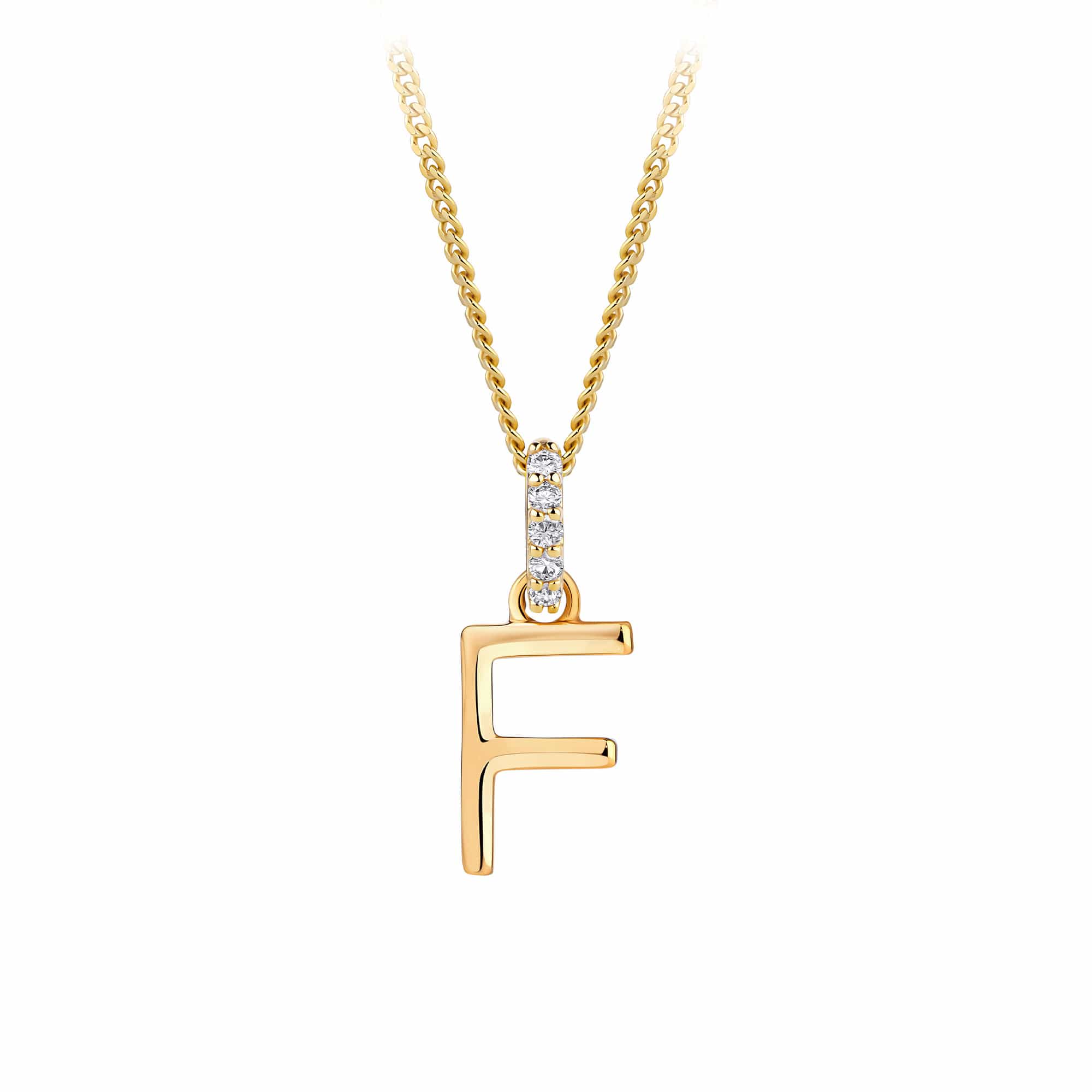 9ct Gold Diamond Bail Initial Pendant Personalised Jewellery