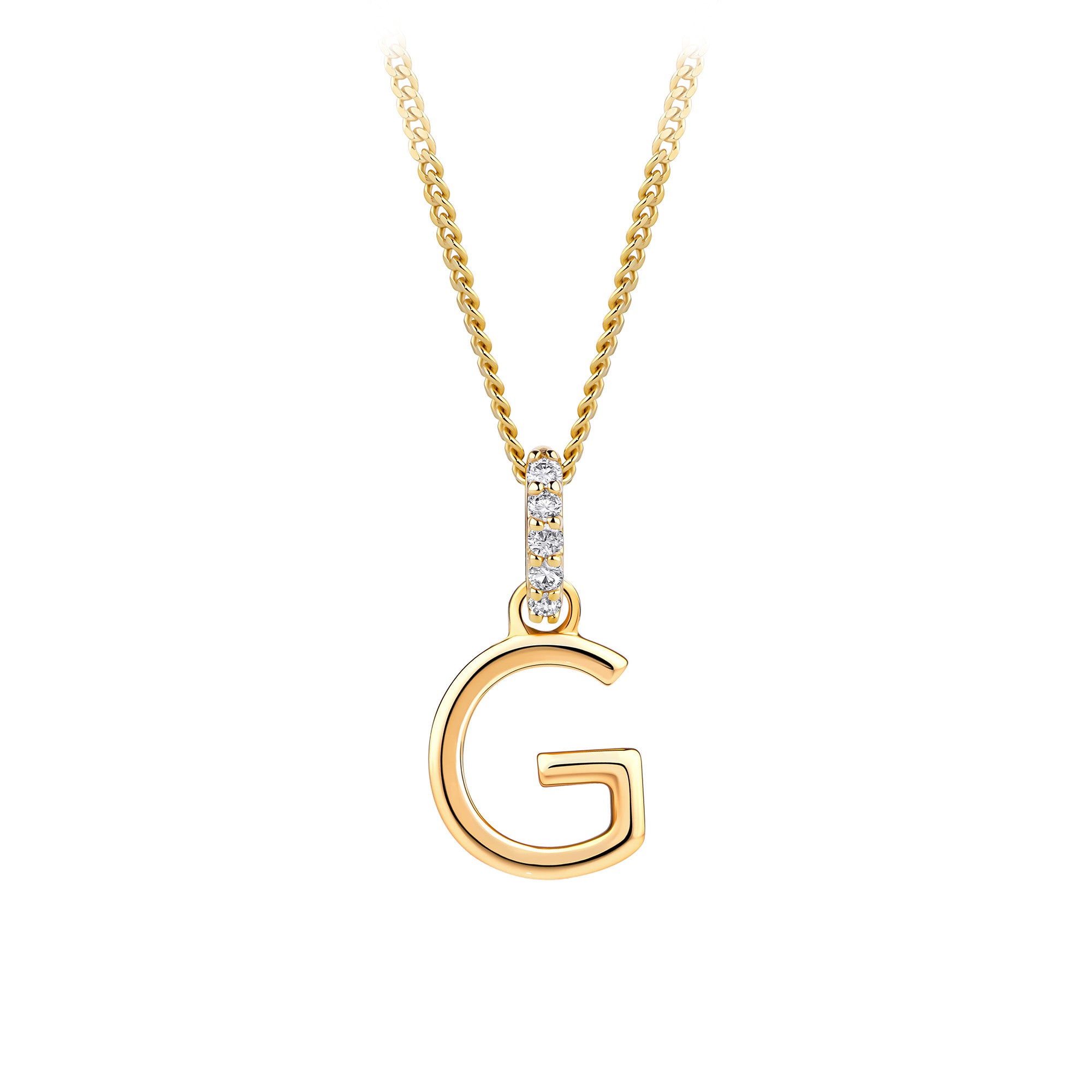 Initial Diamond Bail Pendant in 9ct Yellow Gold
