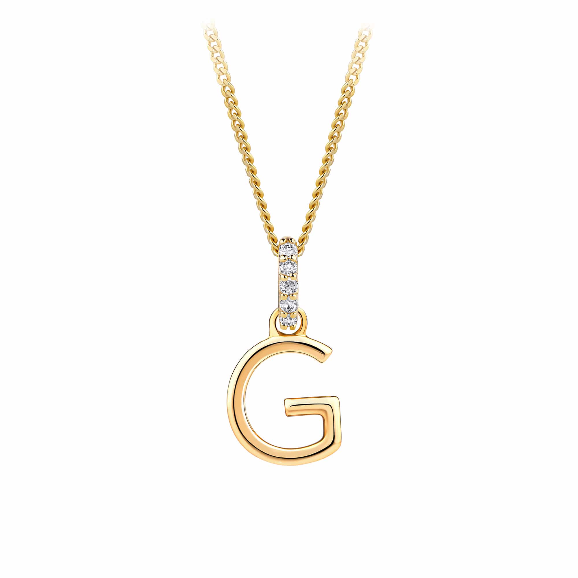 9ct Gold Diamond Bail Initial Pendant Personalised Jewellery