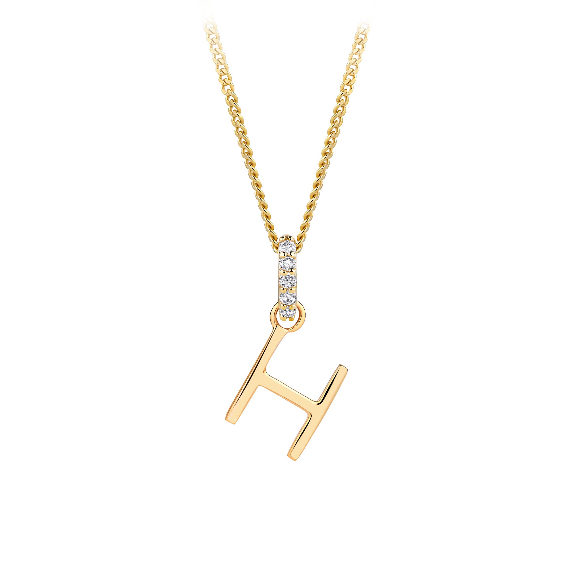 Initial Diamond Bail Pendant in 9ct Yellow Gold