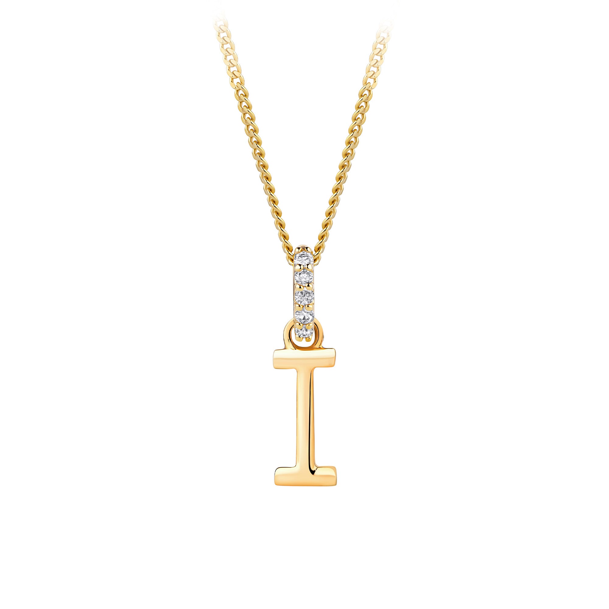 Initial Diamond Bail Pendant in 9ct Yellow Gold