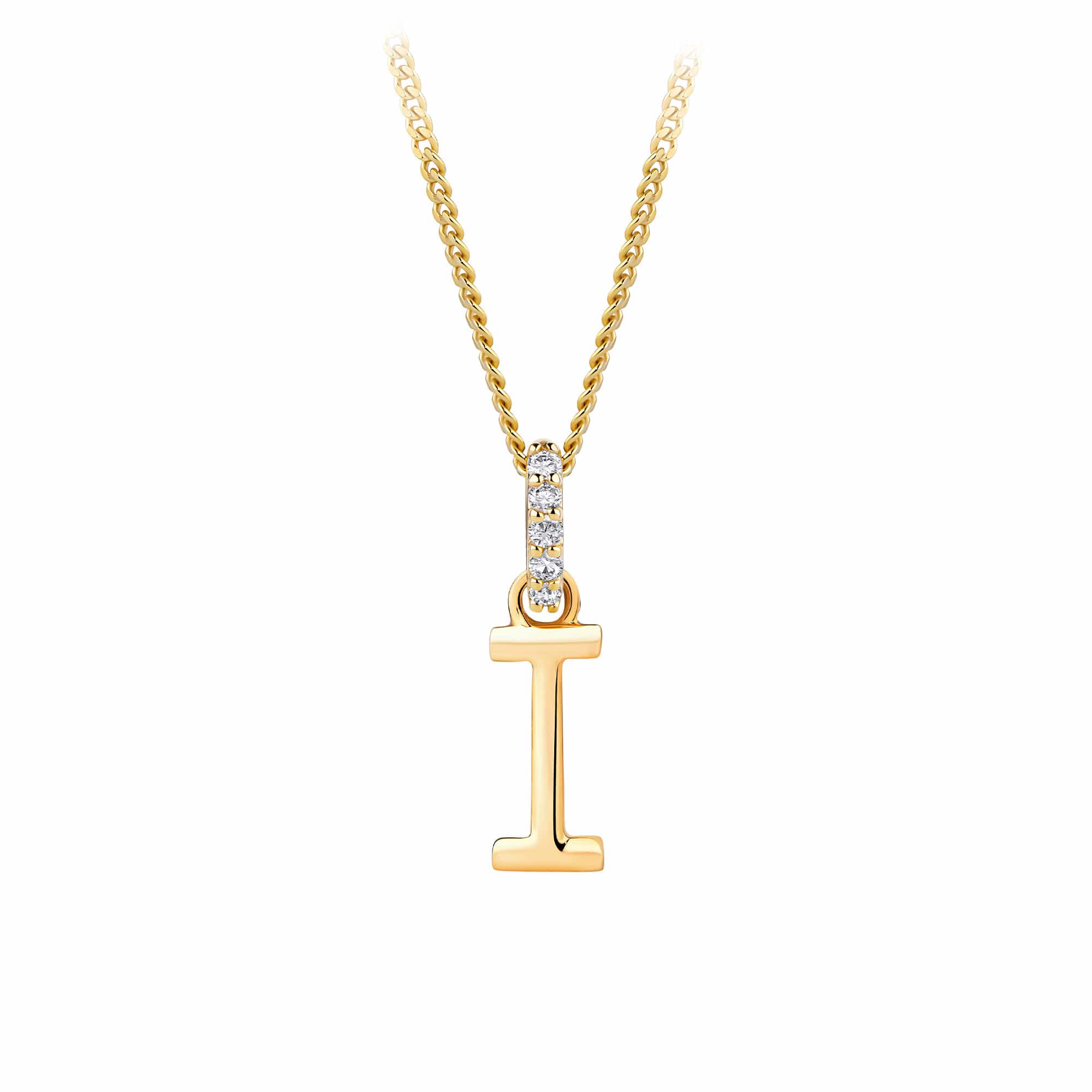 9ct Gold Diamond Bail Initial Pendant Personalised Jewellery
