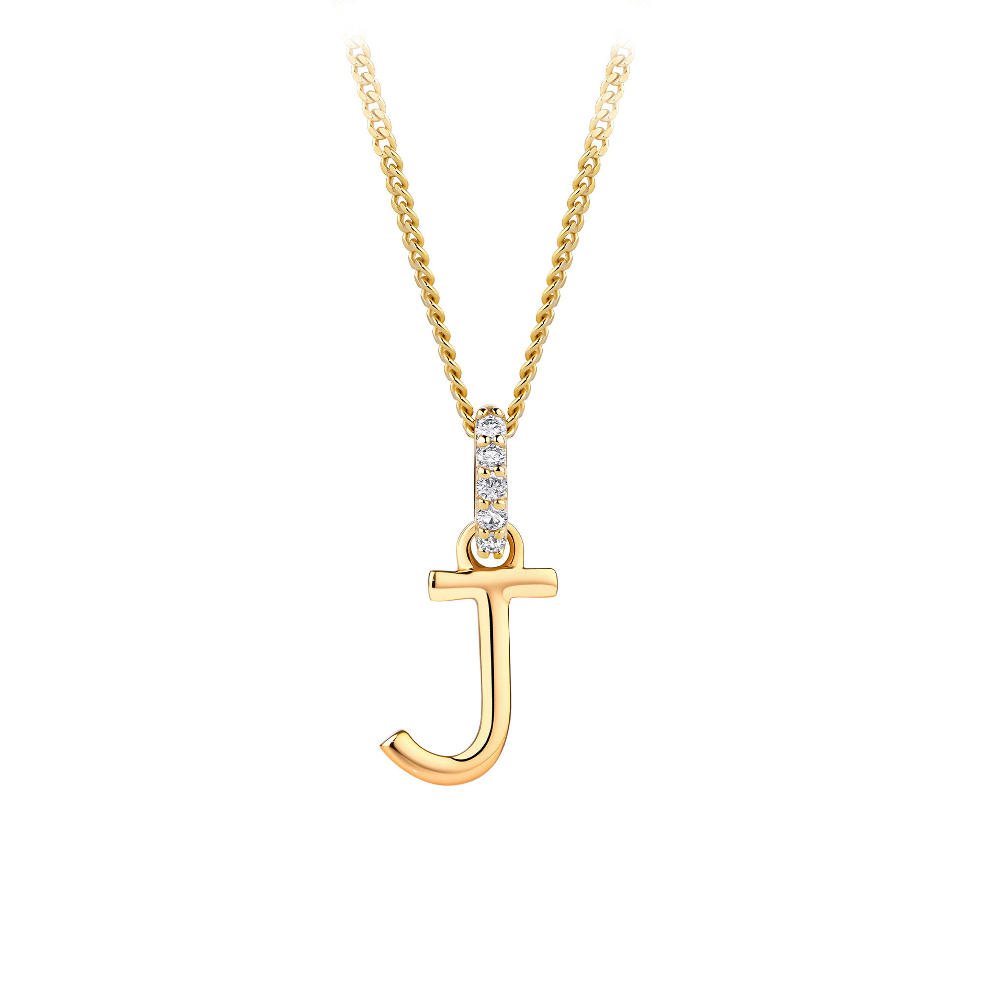 Initial Diamond Bail Pendant in 9ct Yellow Gold