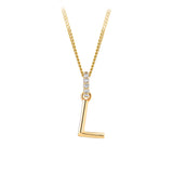 Initial Diamond Bail Pendant in 9ct Yellow Gold