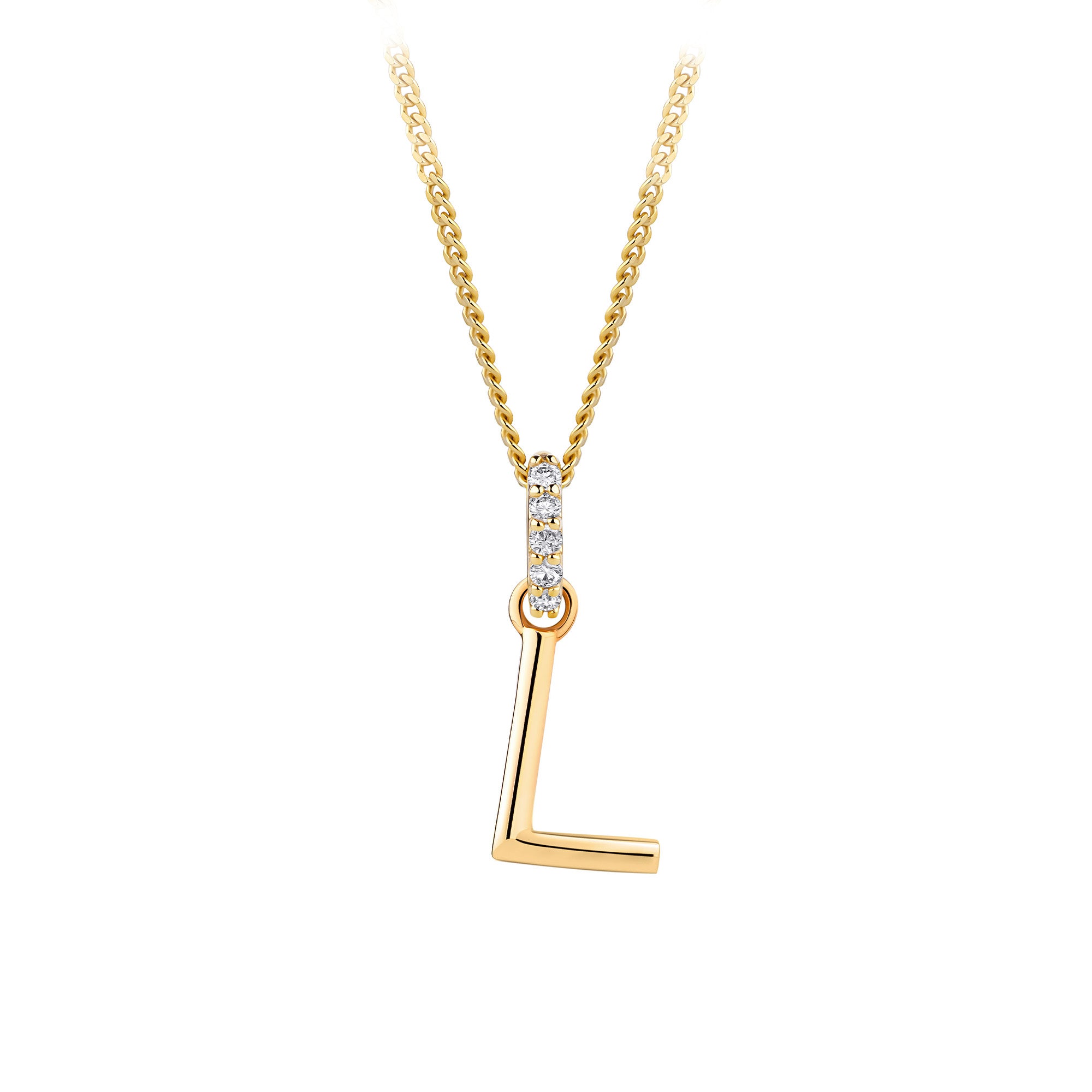 Initial Diamond Bail Pendant in 9ct Yellow Gold