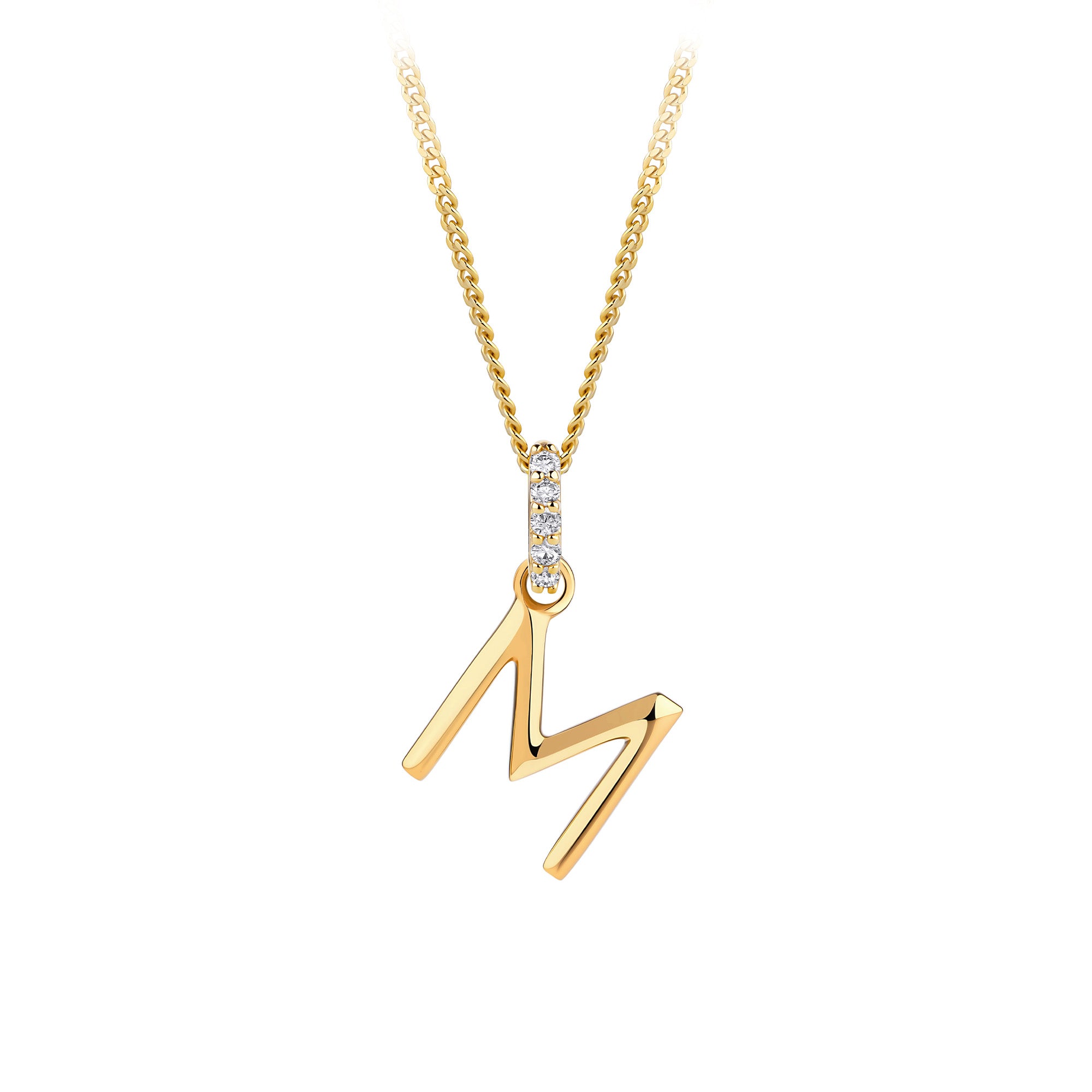 Initial Diamond Bail Pendant in 9ct Yellow Gold