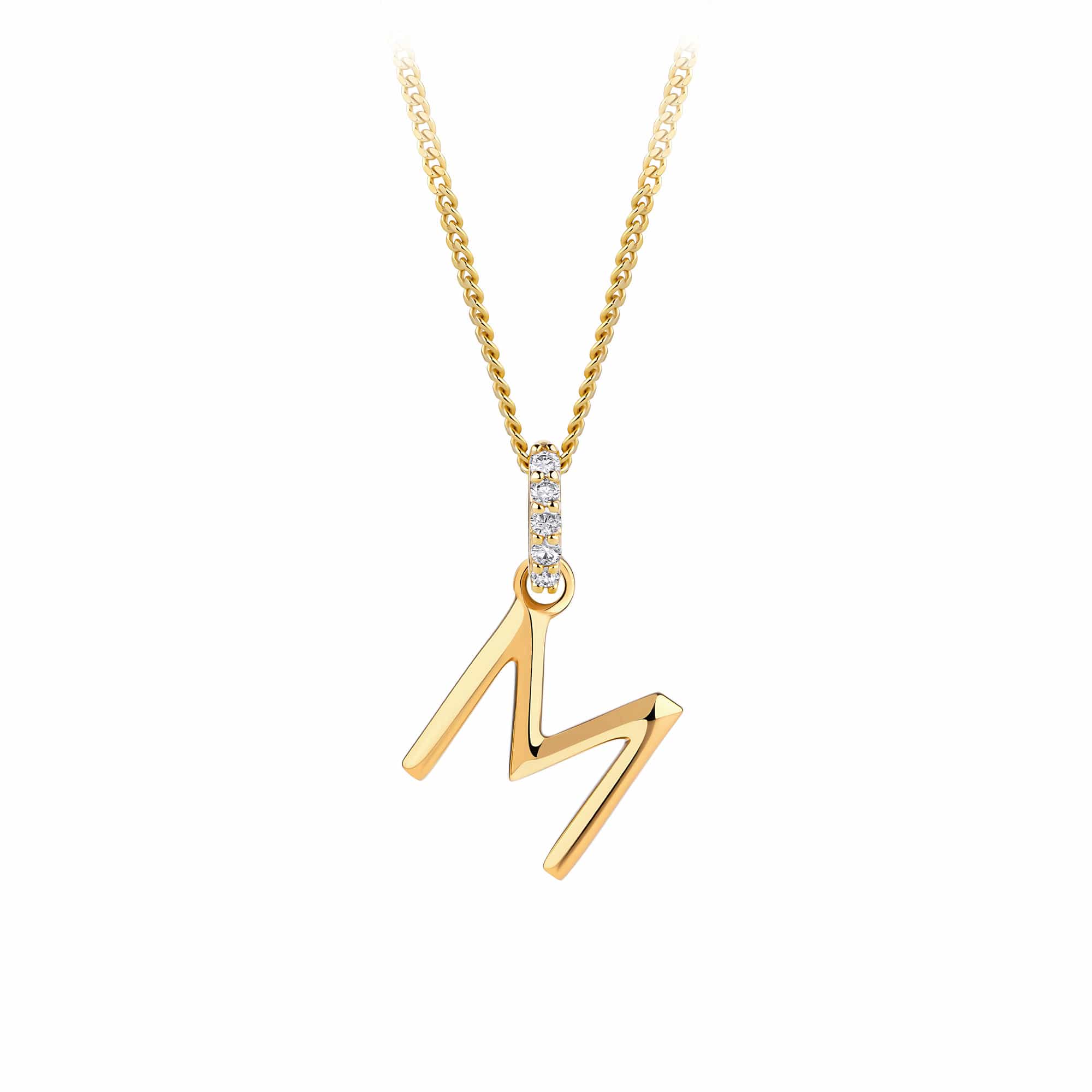 9ct Gold Diamond Bail Initial Pendant Personalised Jewellery