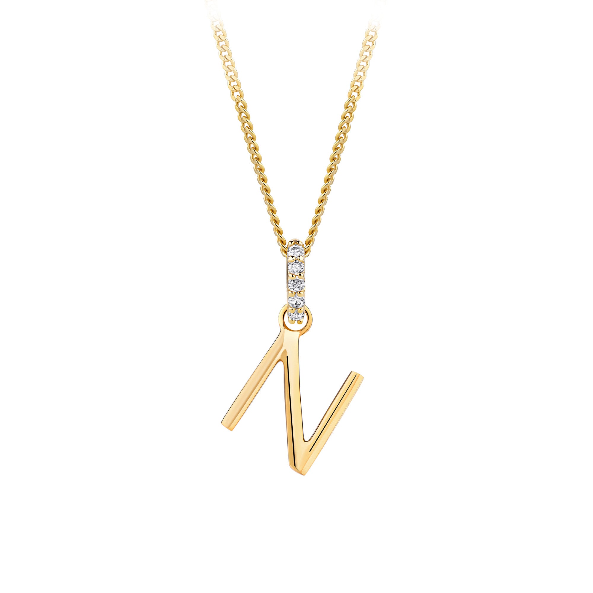 Initial Diamond Bail Pendant in 9ct Yellow Gold