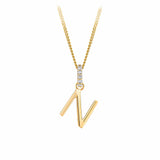 9ct Gold Diamond Bail Initial Pendant Personalised Jewellery