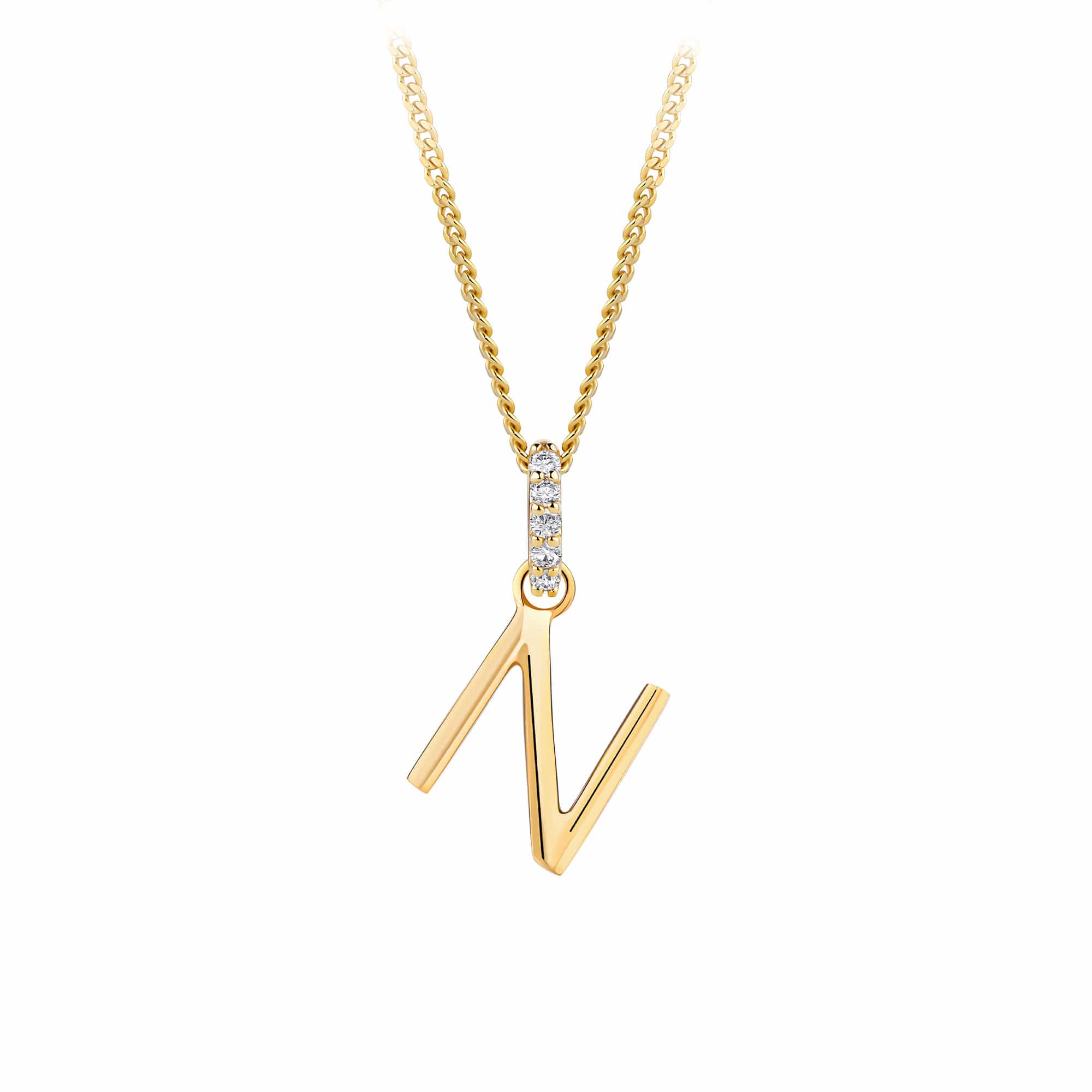 9ct Gold Diamond Bail Initial Pendant Personalised Jewellery
