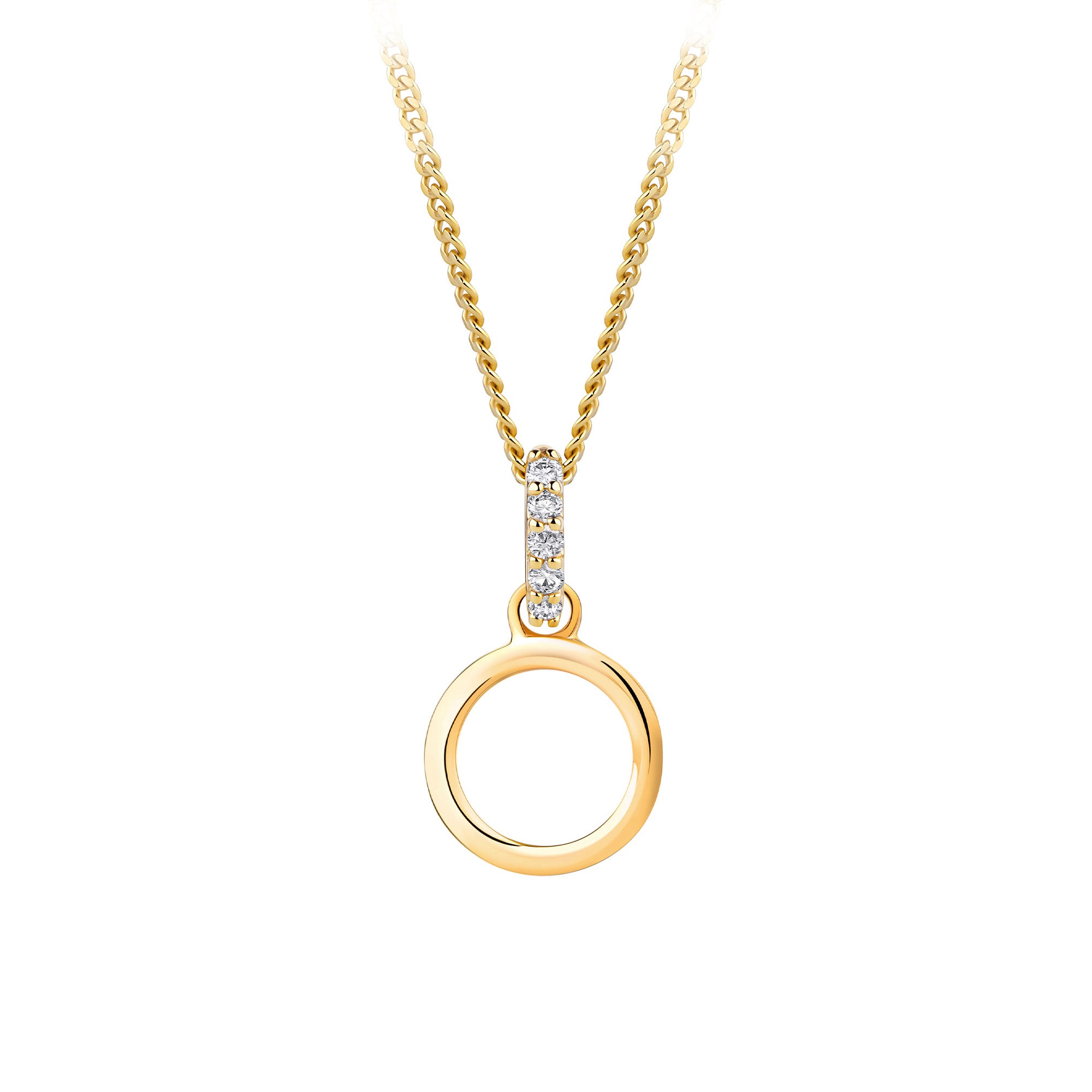 Initial Diamond Bail Pendant in 9ct Yellow Gold