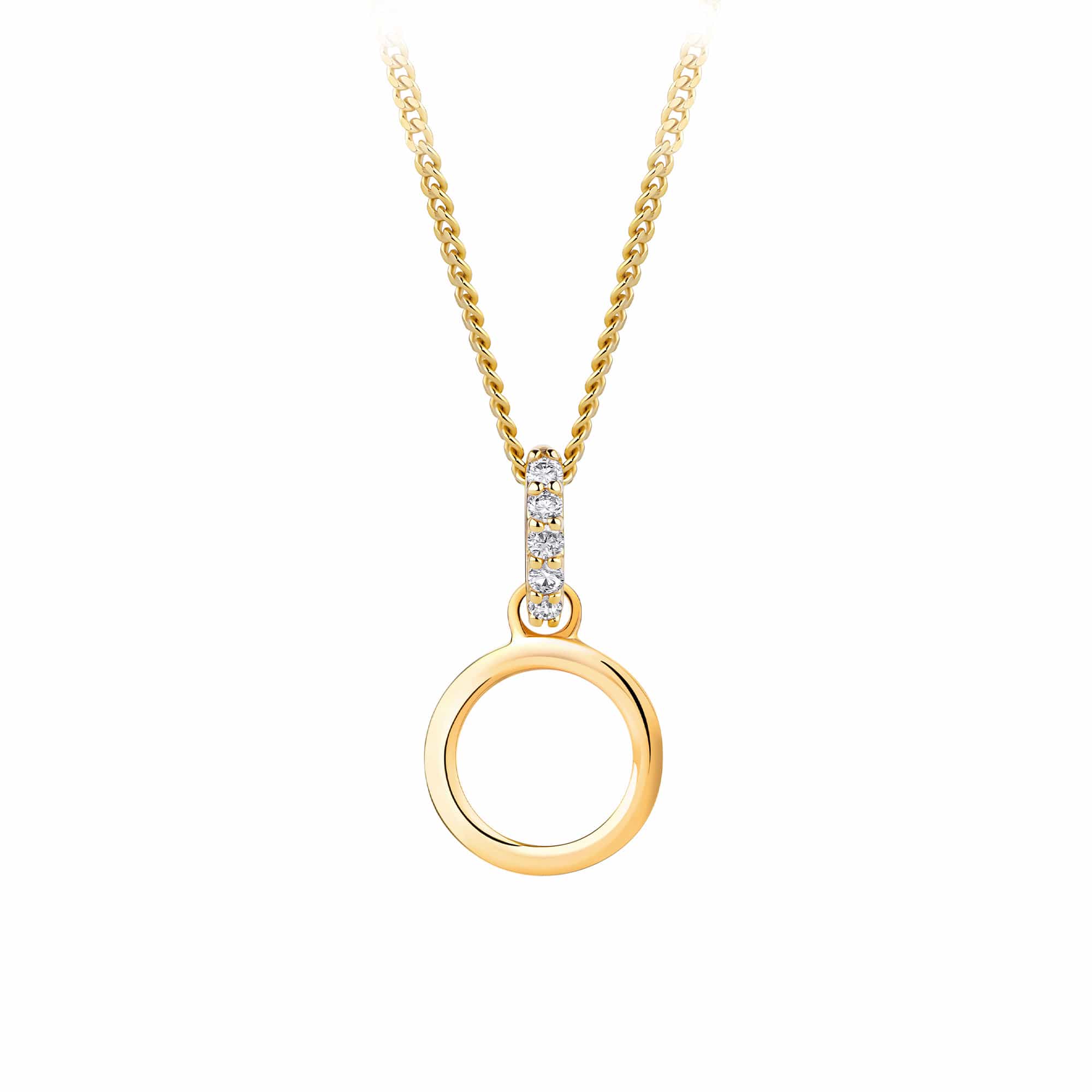 9ct Gold Diamond Bail Initial Pendant Personalised Jewellery