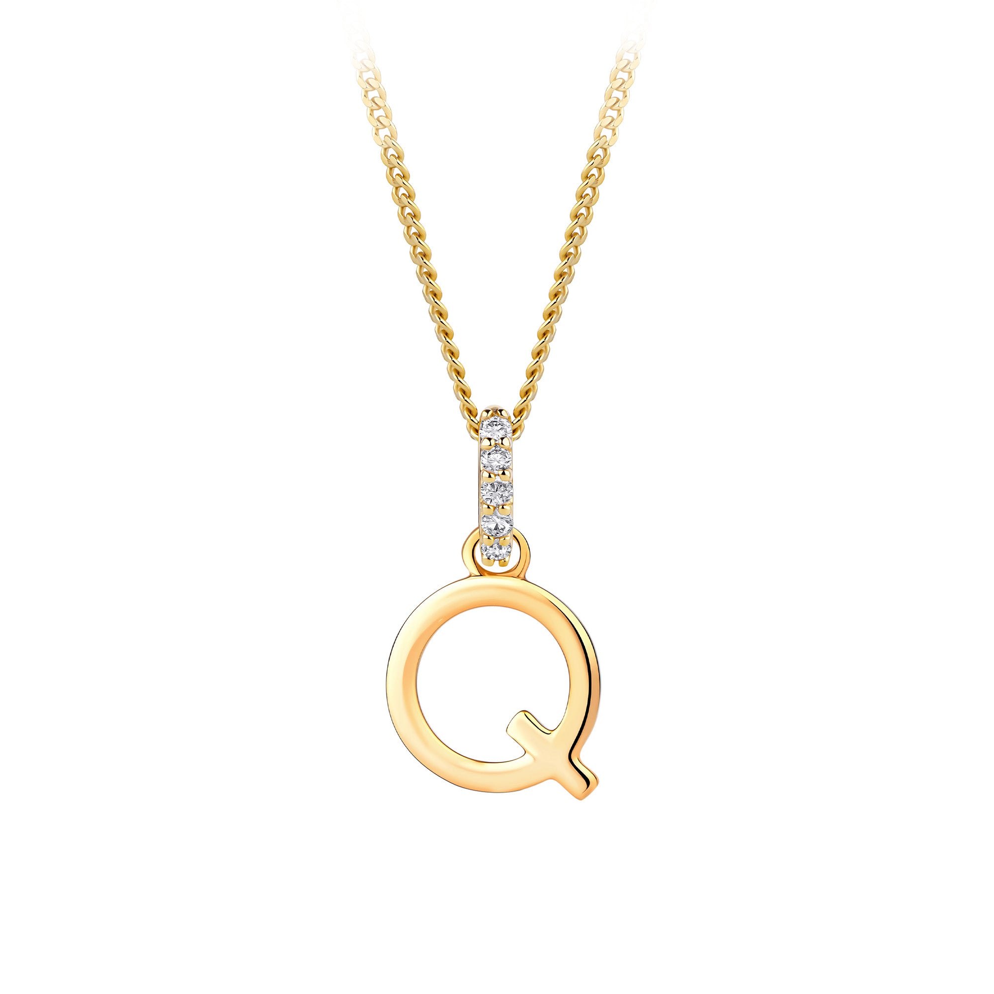 Initial Diamond Bail Pendant in 9ct Yellow Gold