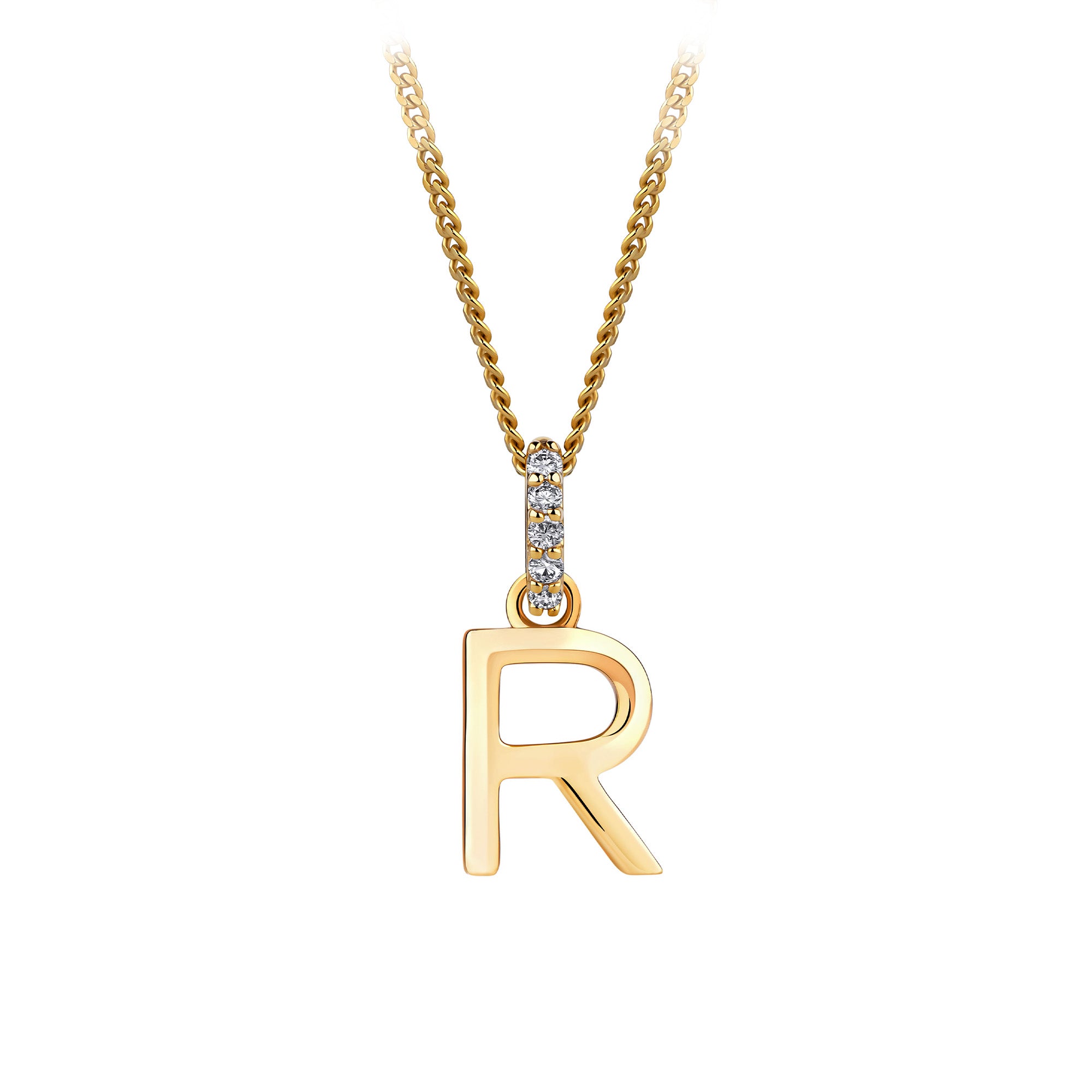 Initial Diamond Bail Pendant in 9ct Yellow Gold