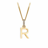 9ct Gold Diamond Bail Initial Pendant Personalised Jewellery