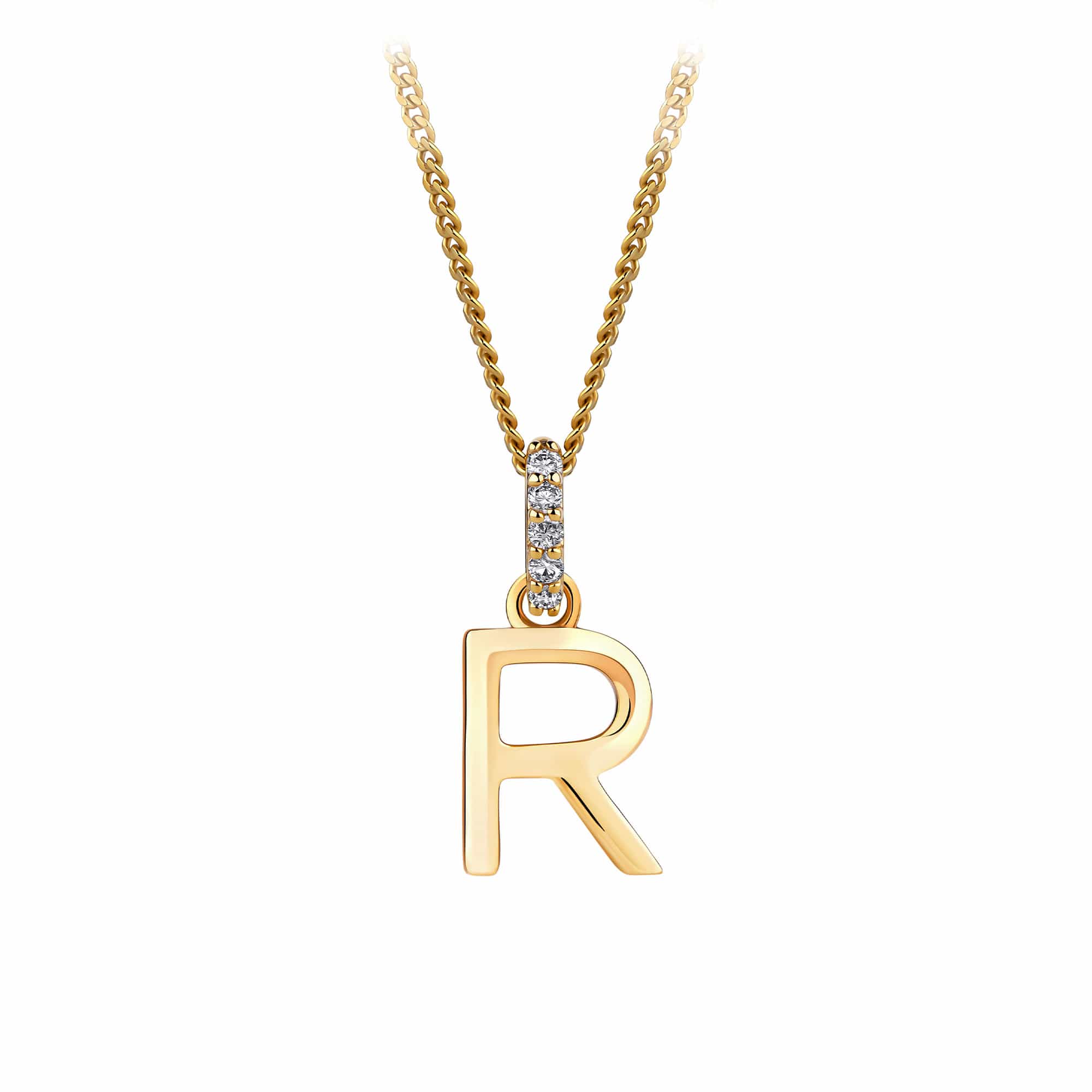 9ct Gold Diamond Bail Initial Pendant Personalised Jewellery