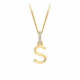 9ct Gold Diamond Bail Initial Pendant Personalised Jewellery