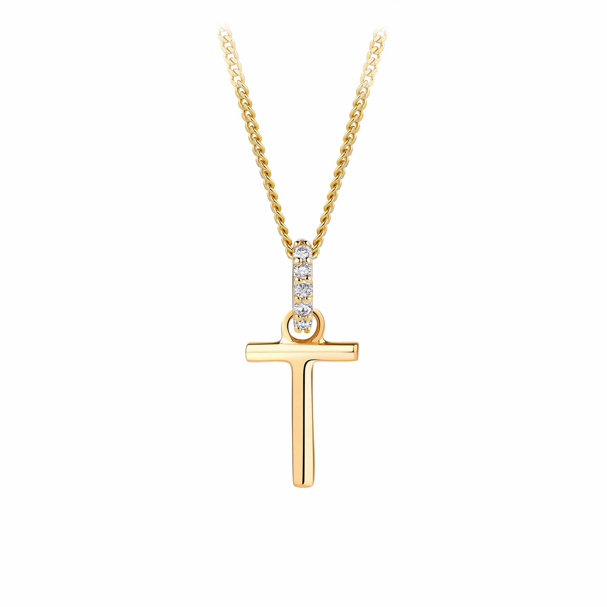 9ct Gold Diamond Bail Initial Pendant Personalised Jewellery