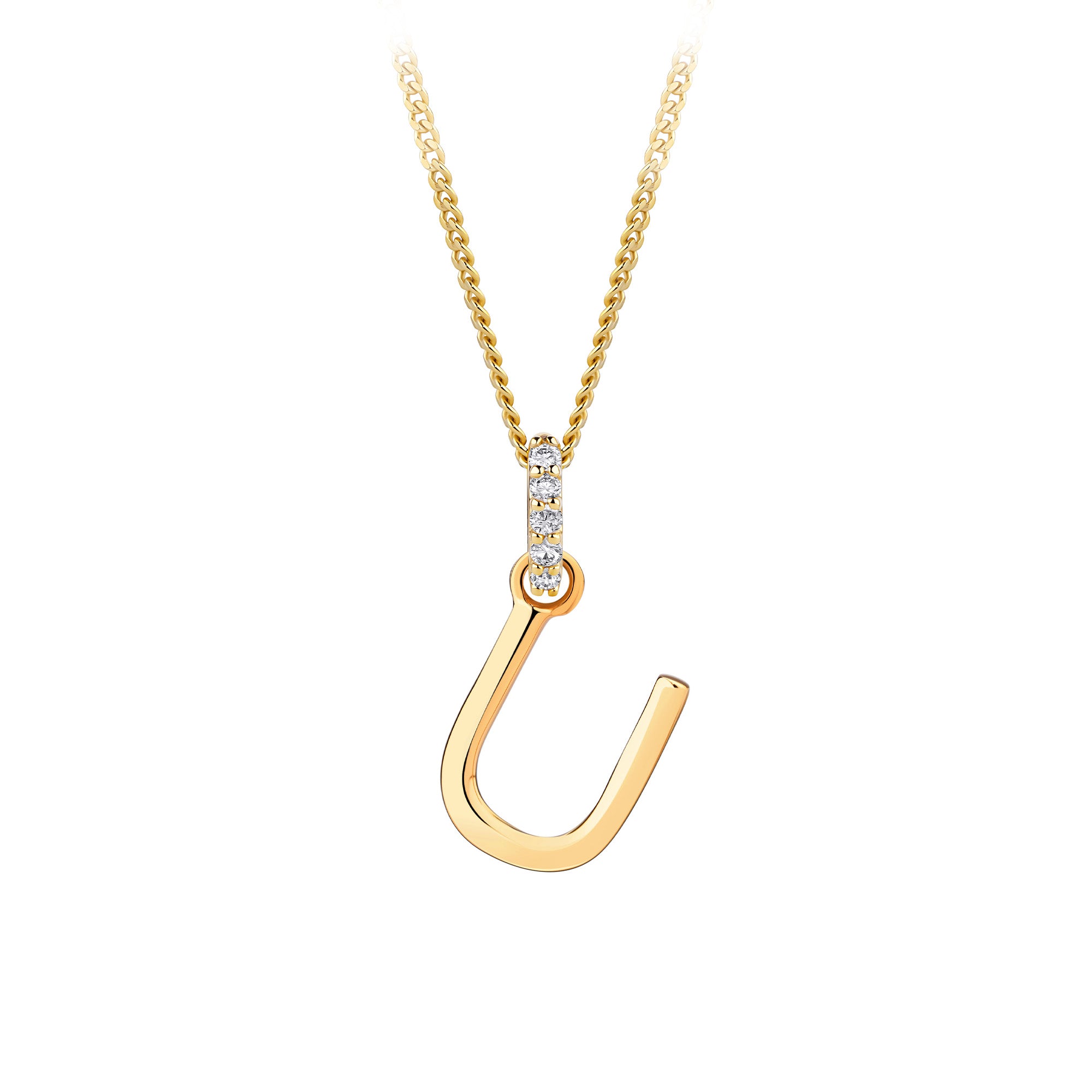 Initial Diamond Bail Pendant in 9ct Yellow Gold