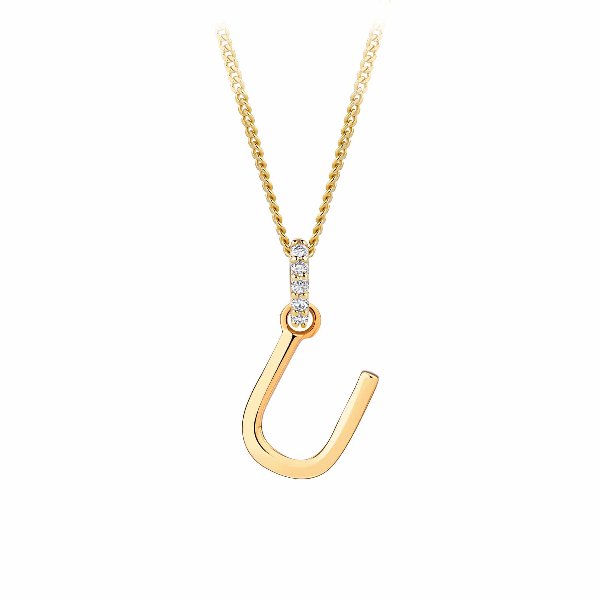 9ct Gold Diamond Bail Initial Pendant Personalised Jewellery