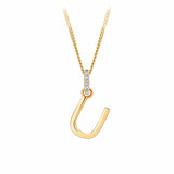 9ct Gold Diamond Bail Initial Pendant Personalised Jewellery
