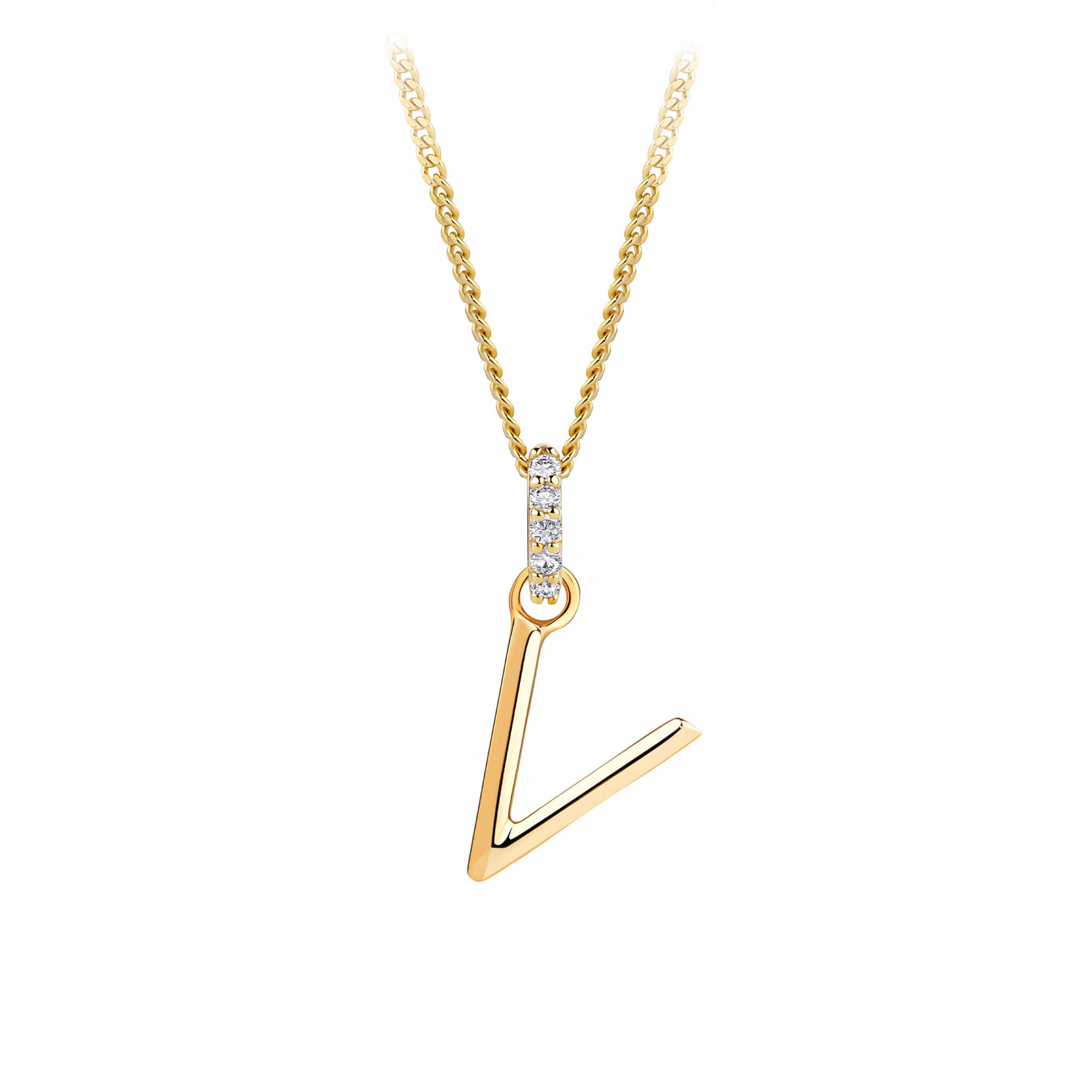 9ct Gold Diamond Bail Initial Pendant Personalised Jewellery
