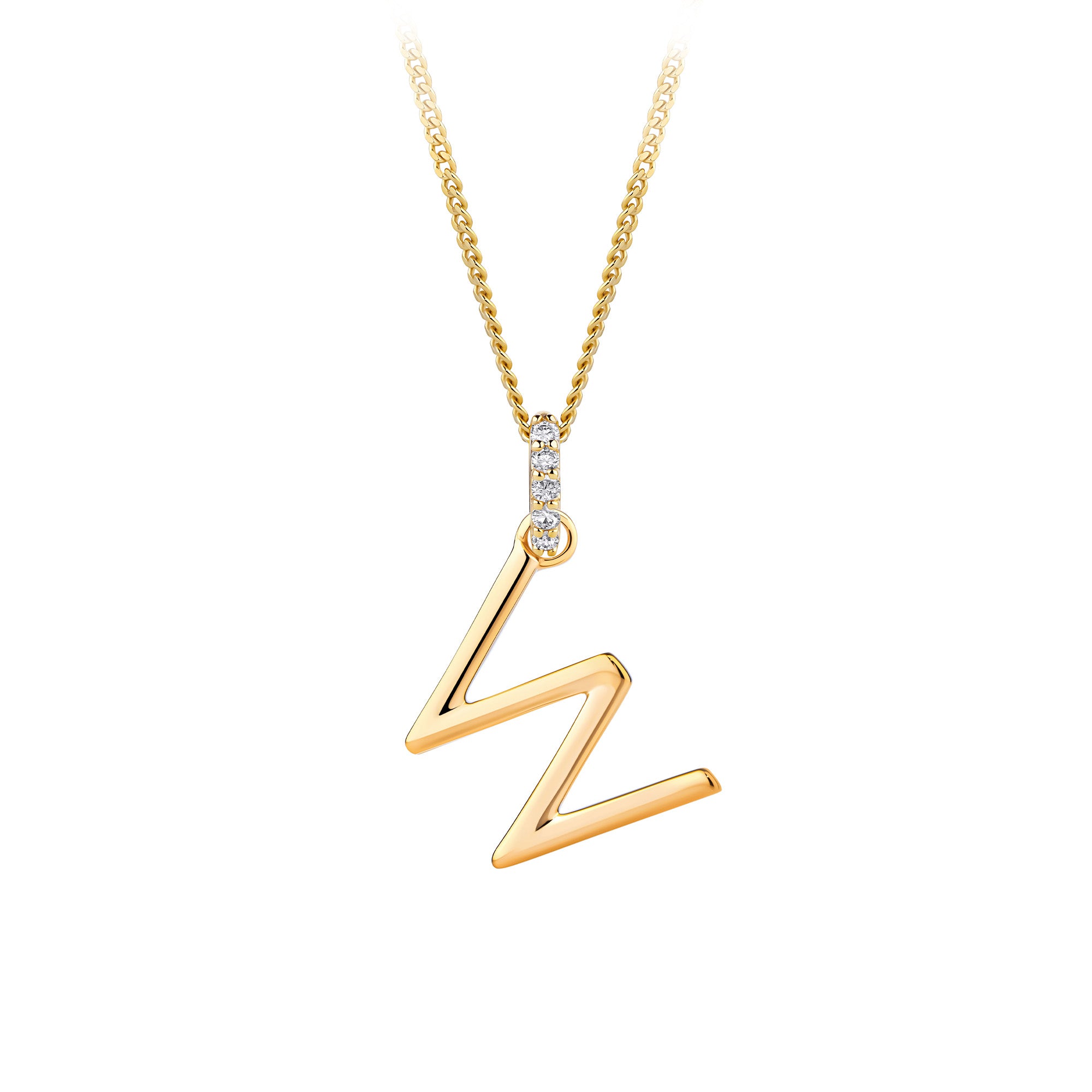 Initial Diamond Bail Pendant in 9ct Yellow Gold