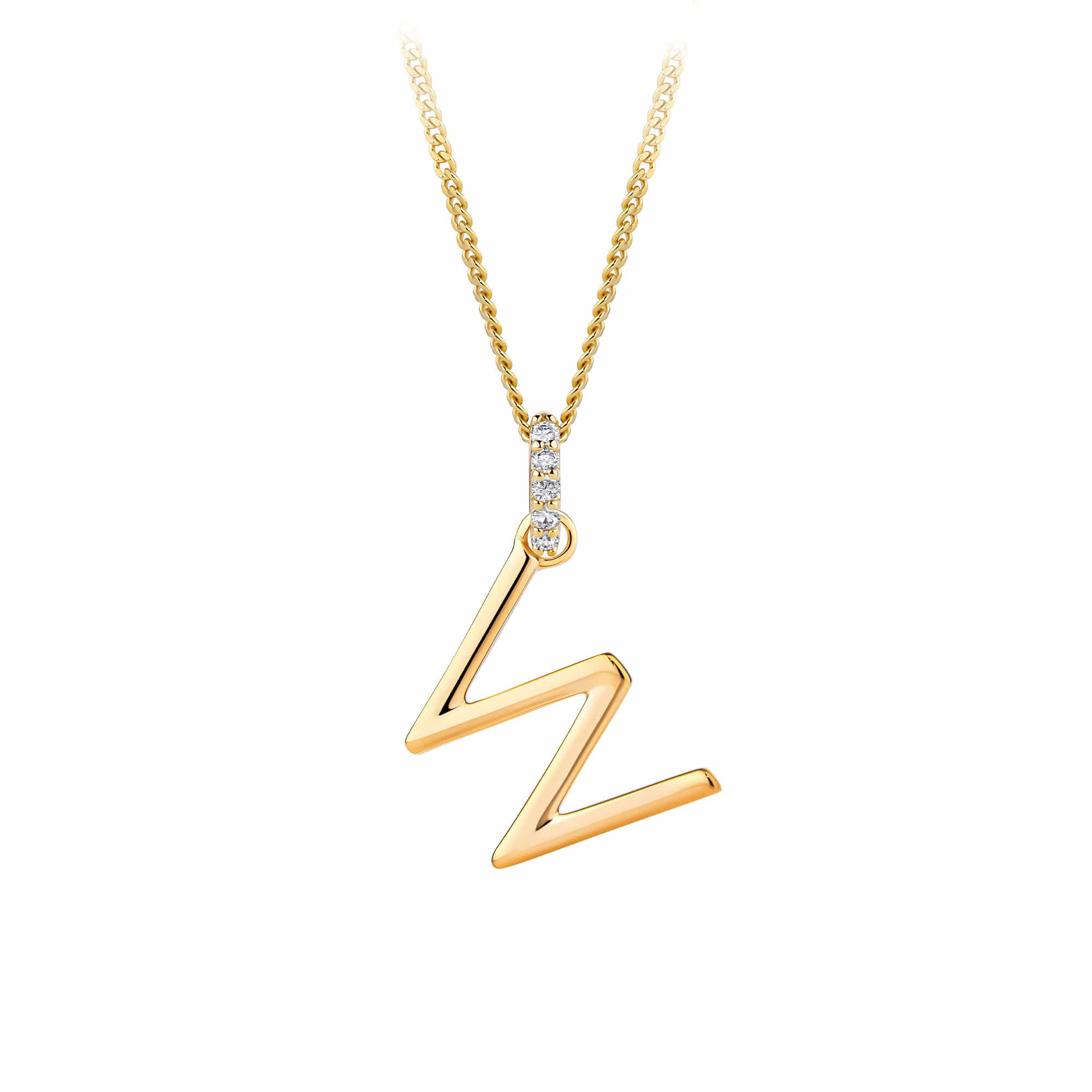 9ct Gold Diamond Bail Initial Pendant Personalised Jewellery