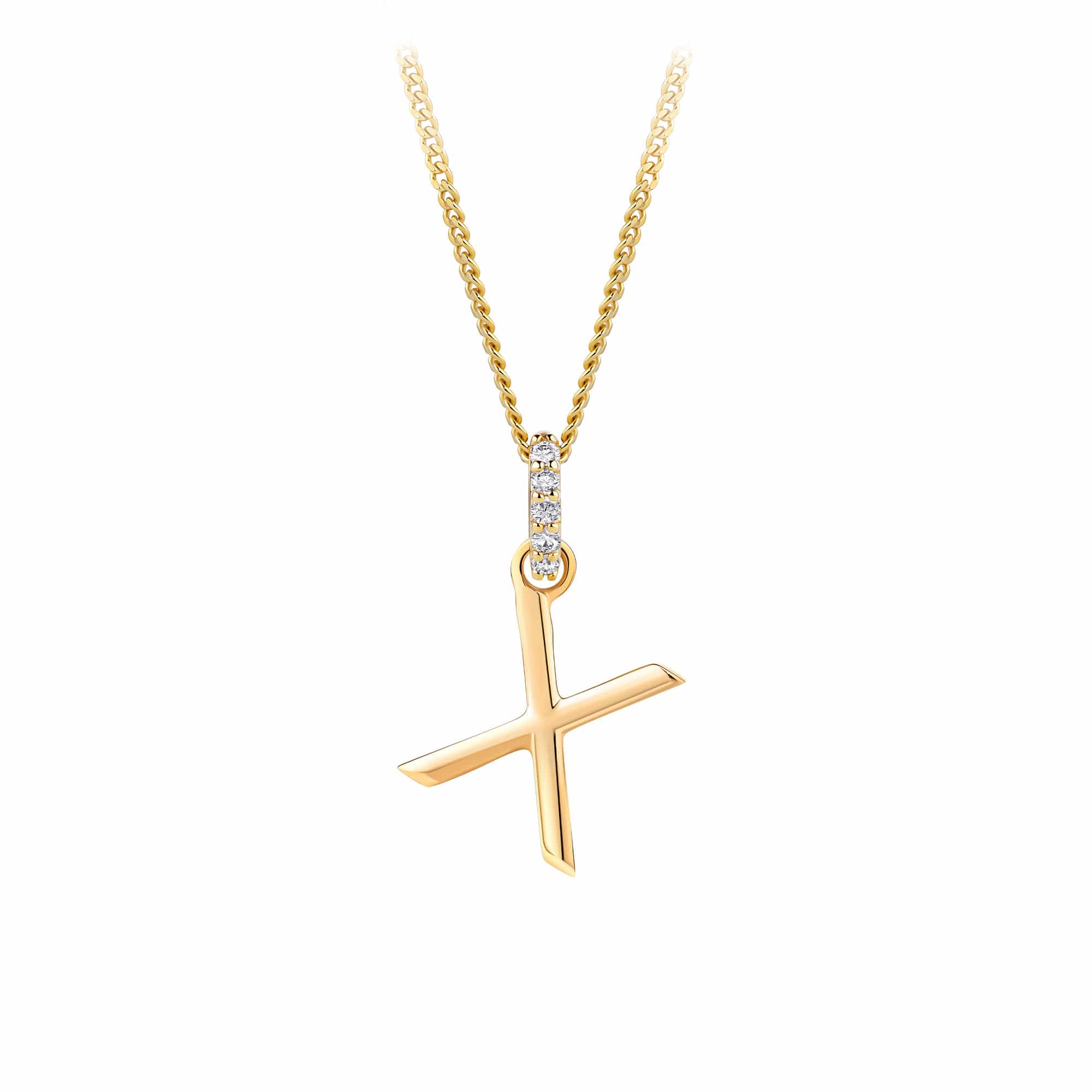 9ct Gold Diamond Bail Initial Pendant Personalised Jewellery