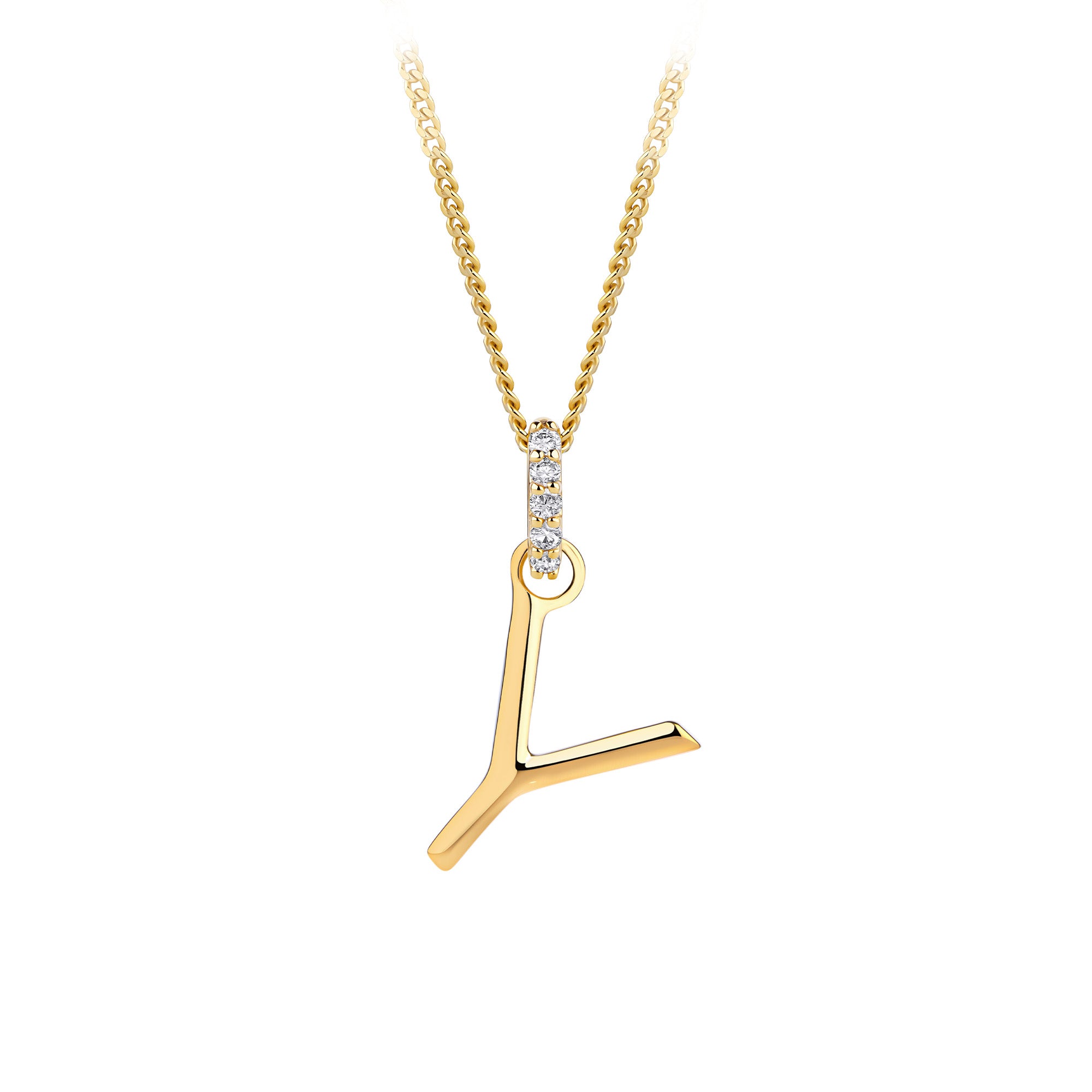 Initial Diamond Bail Pendant in 9ct Yellow Gold