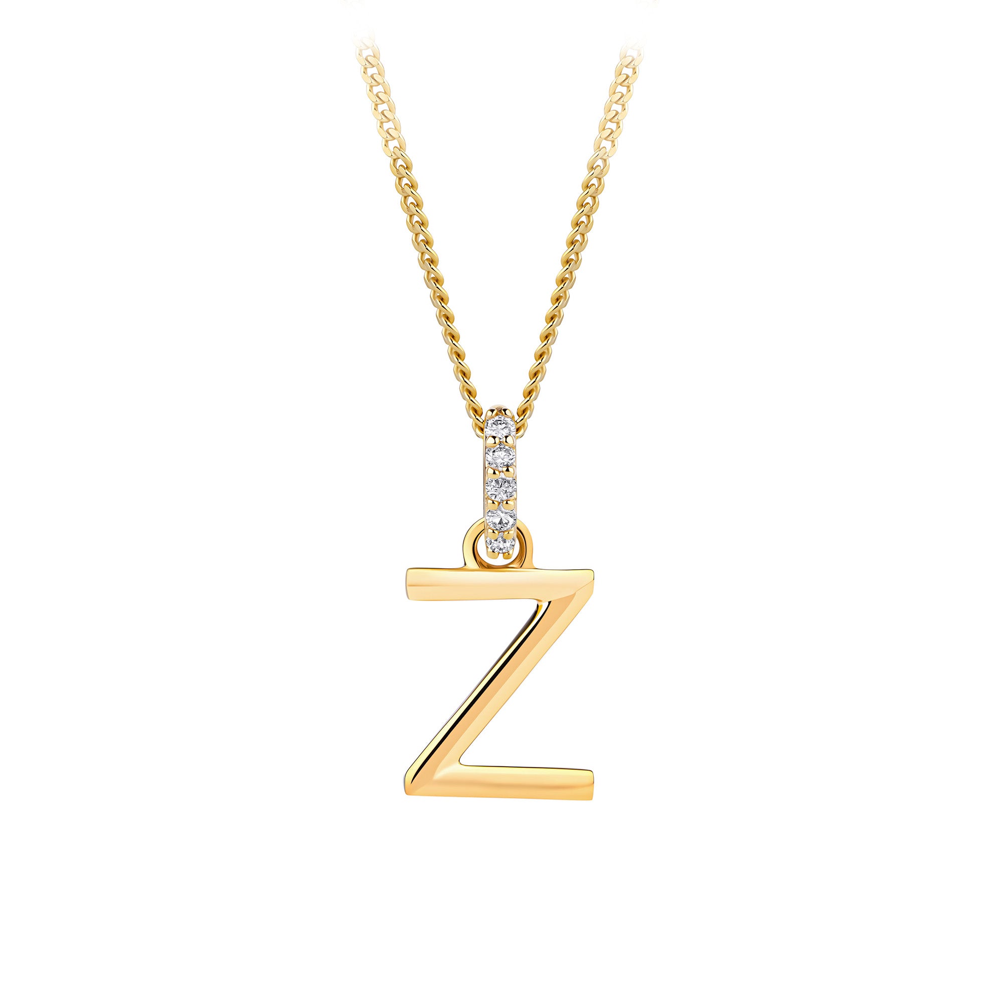 Initial Diamond Bail Pendant in 9ct Yellow Gold