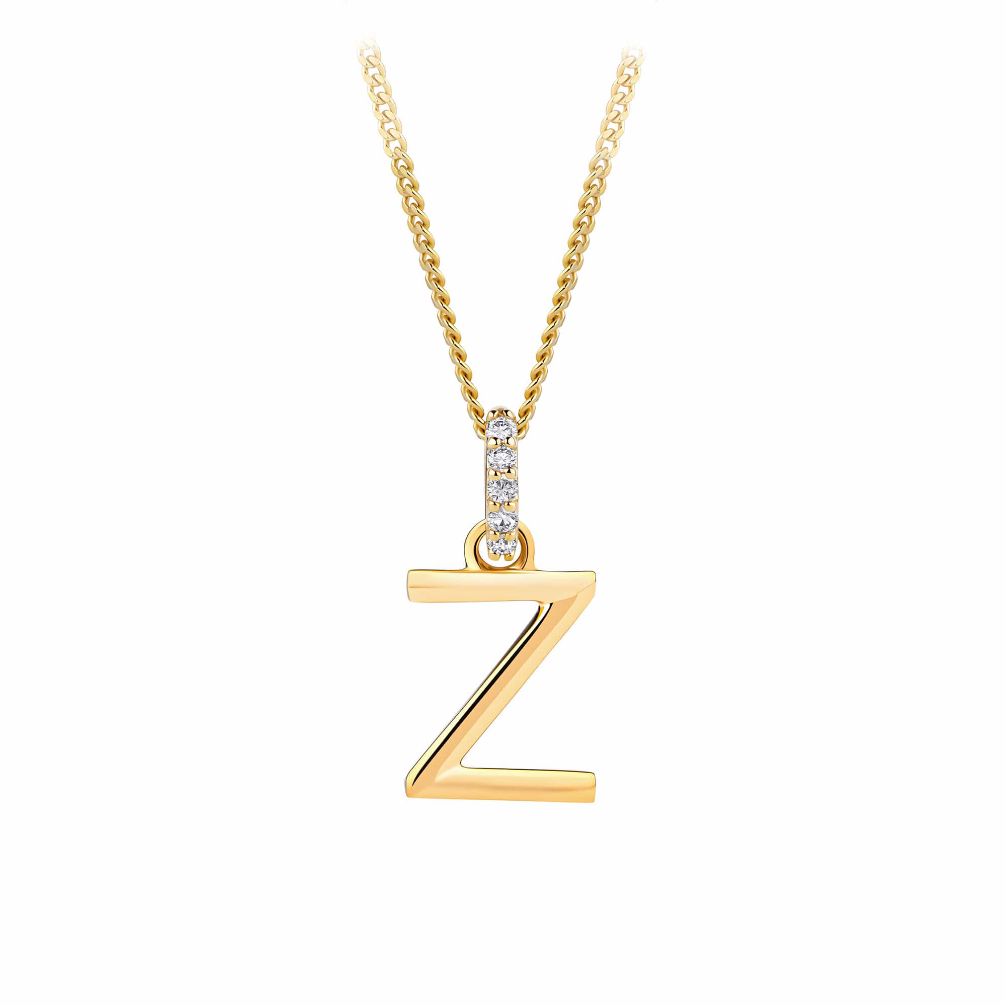 9ct Gold Diamond Bail Initial Pendant Personalised Jewellery