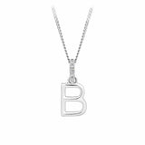 Initial Diamond Bail Pendant in Sterling Silver