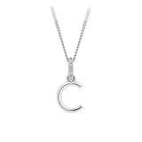 Initial Diamond Bail Pendant in Sterling Silver