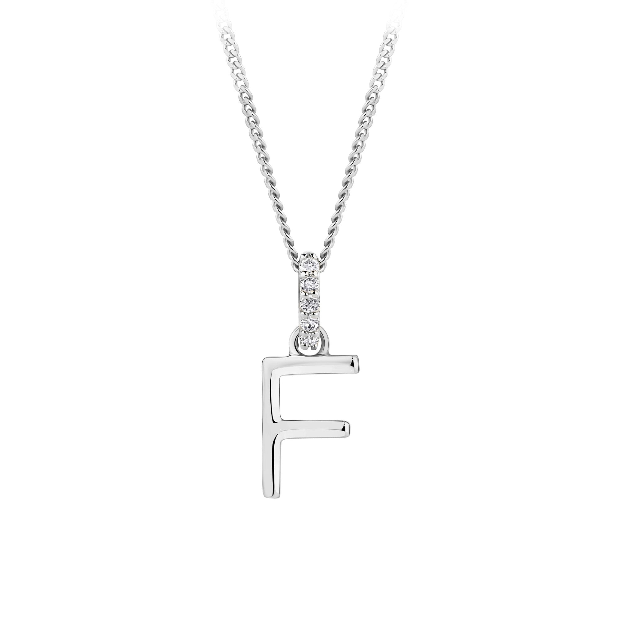Initial Diamond Bail Pendant in Sterling Silver