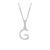 Initial Diamond Bail Pendant in Sterling Silver