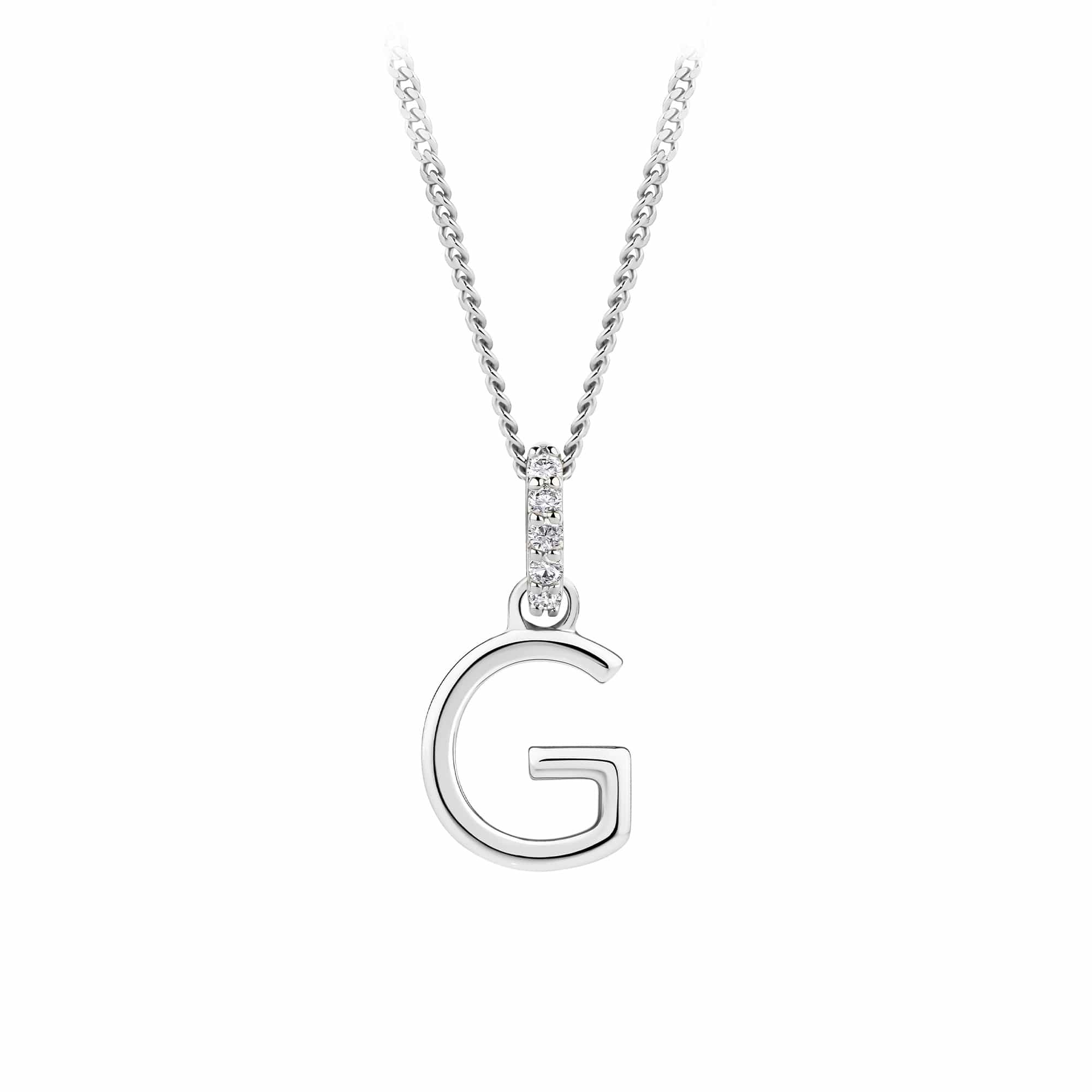 Initial Diamond Bail Pendant in Sterling Silver