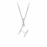 Initial Diamond Bail Pendant in Sterling Silver