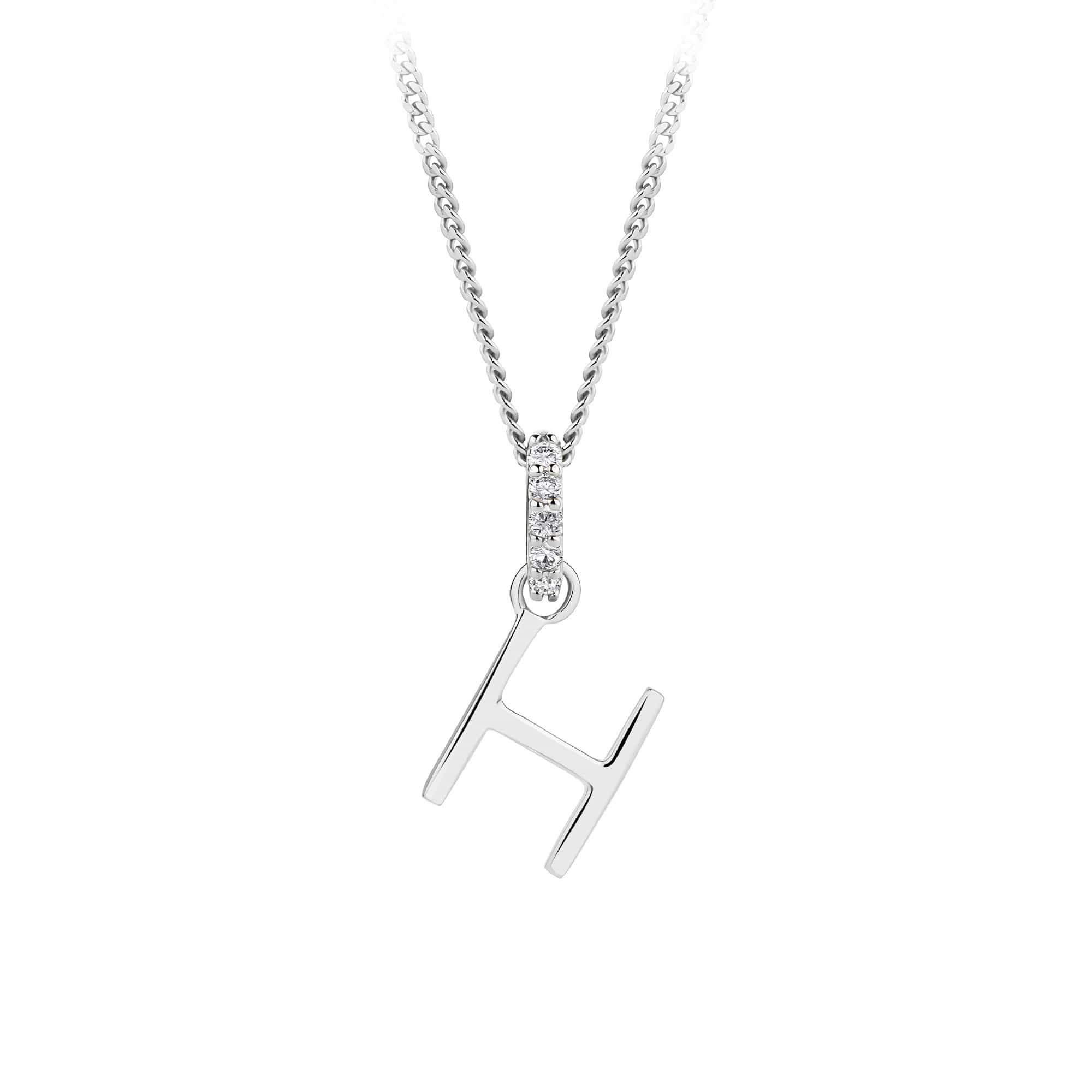 Initial Diamond Bail Pendant in Sterling Silver