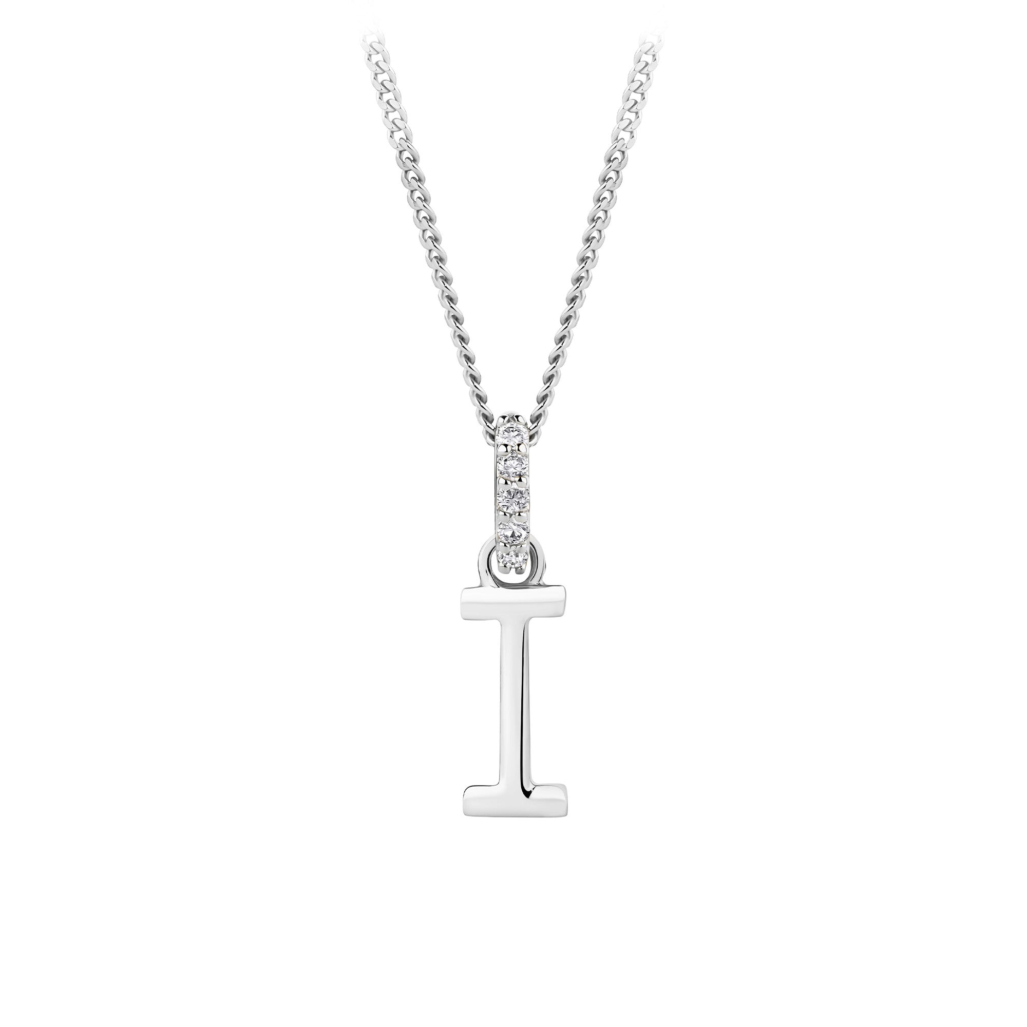 Initial Diamond Bail Pendant in Sterling Silver